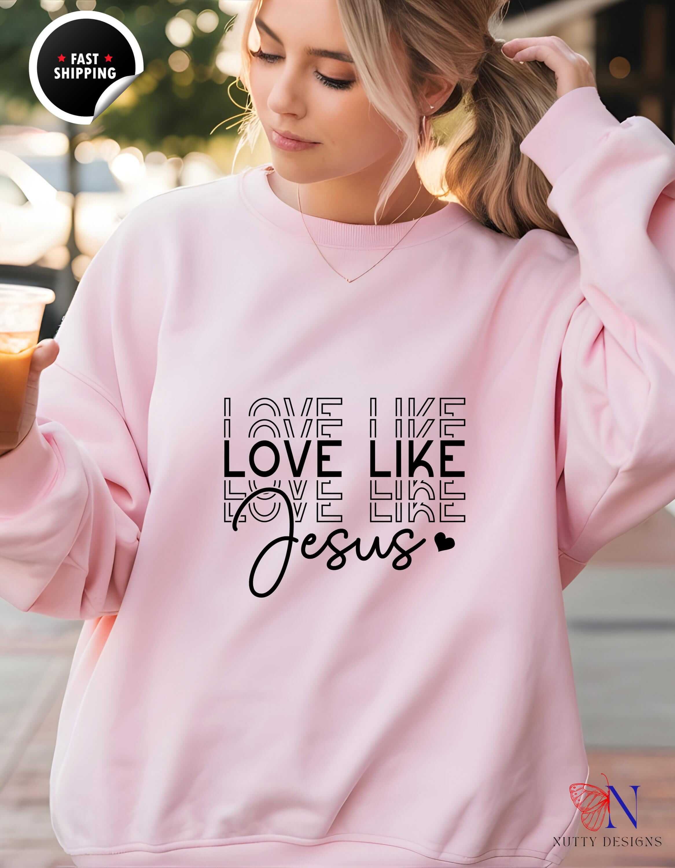 Christian Faith Sweater – Love Like Jesus Top | Unisex Fleece Sweatshirt