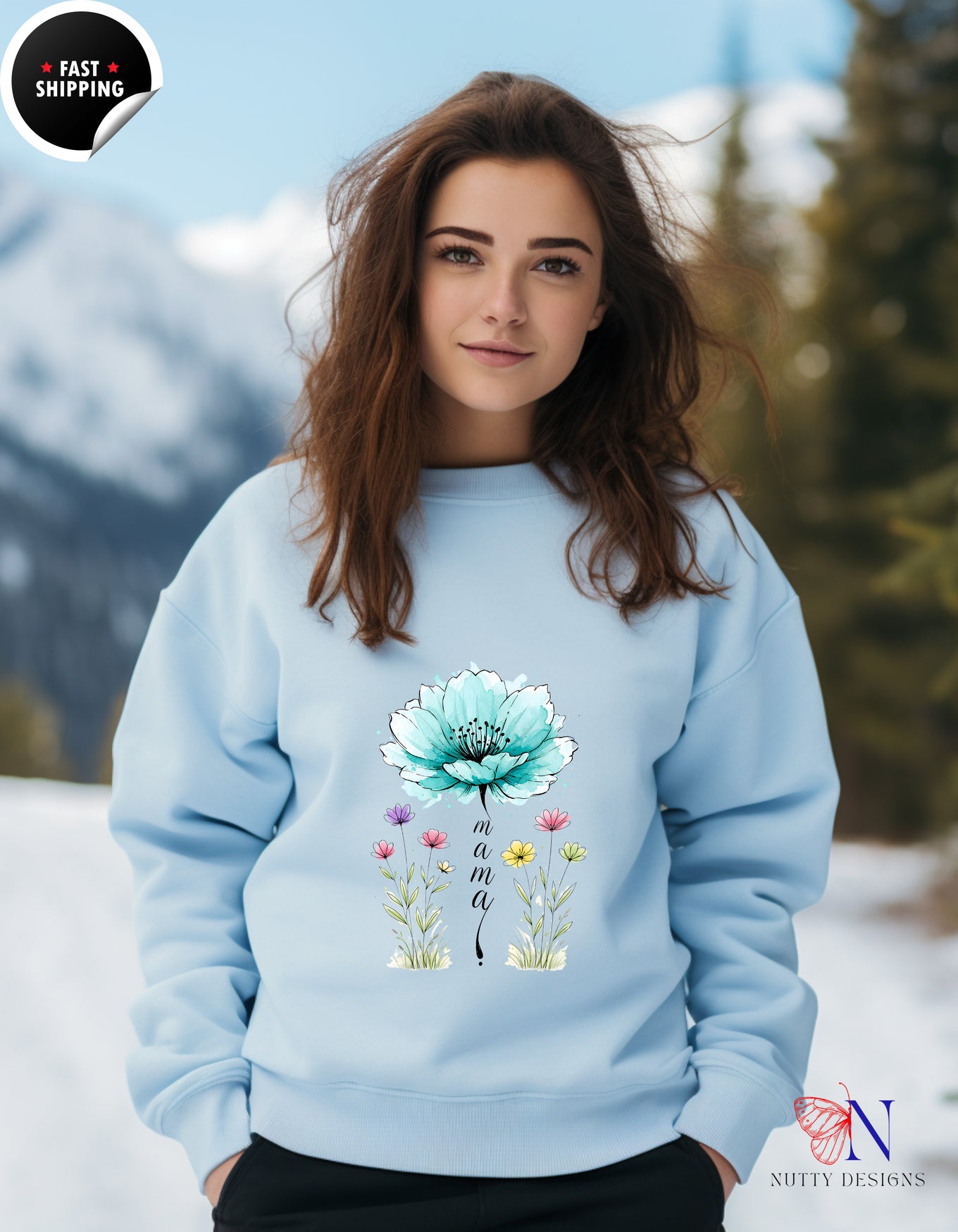 She Is Strong Brave Fearless Loving Kind Beautiful Mom Wildflower hoodie lifestyle mockup - Mother's Day gift