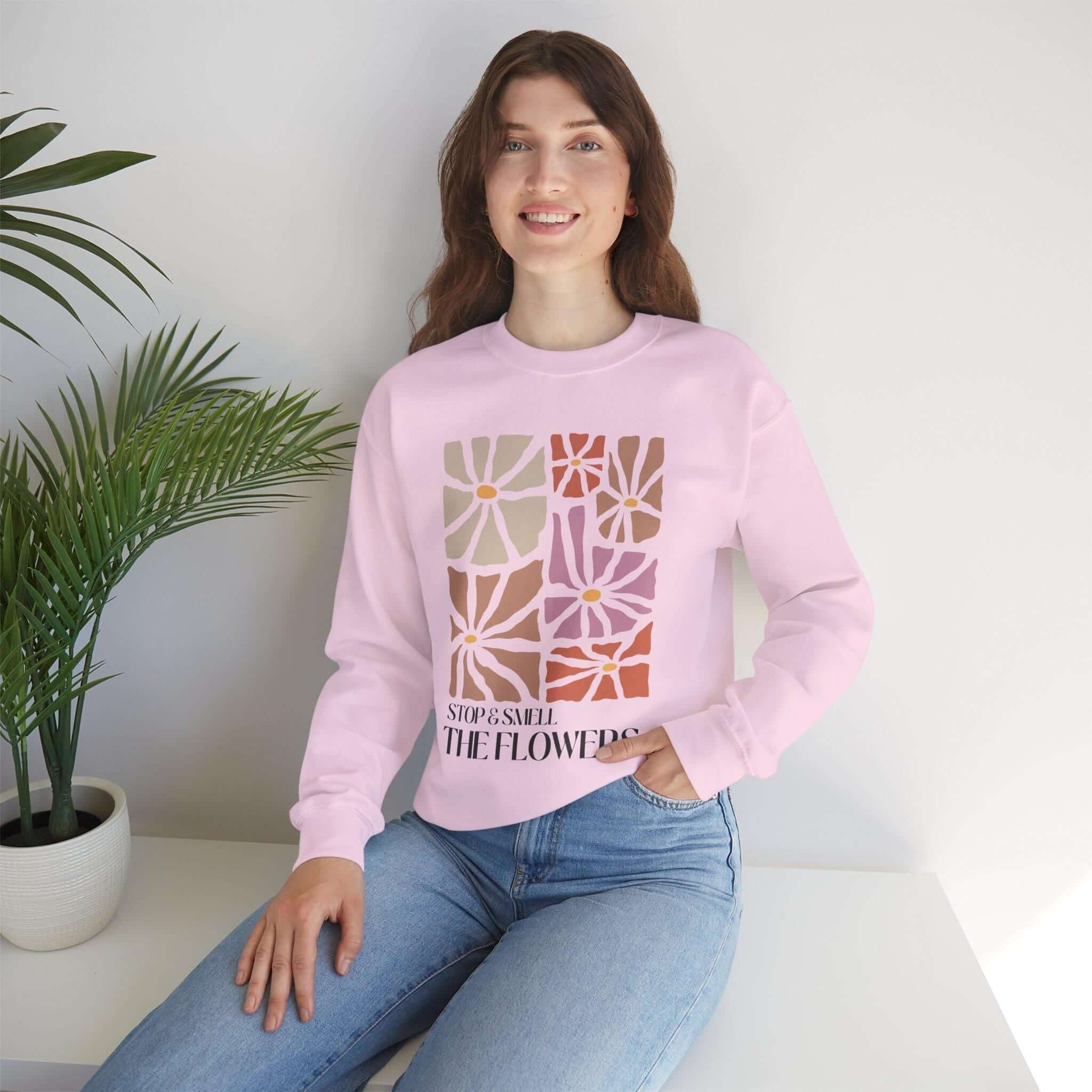 Boho Floral Sweatshirt – Cozy Fleece Unisex Cotton Blend With Rib-Knit Cuffs