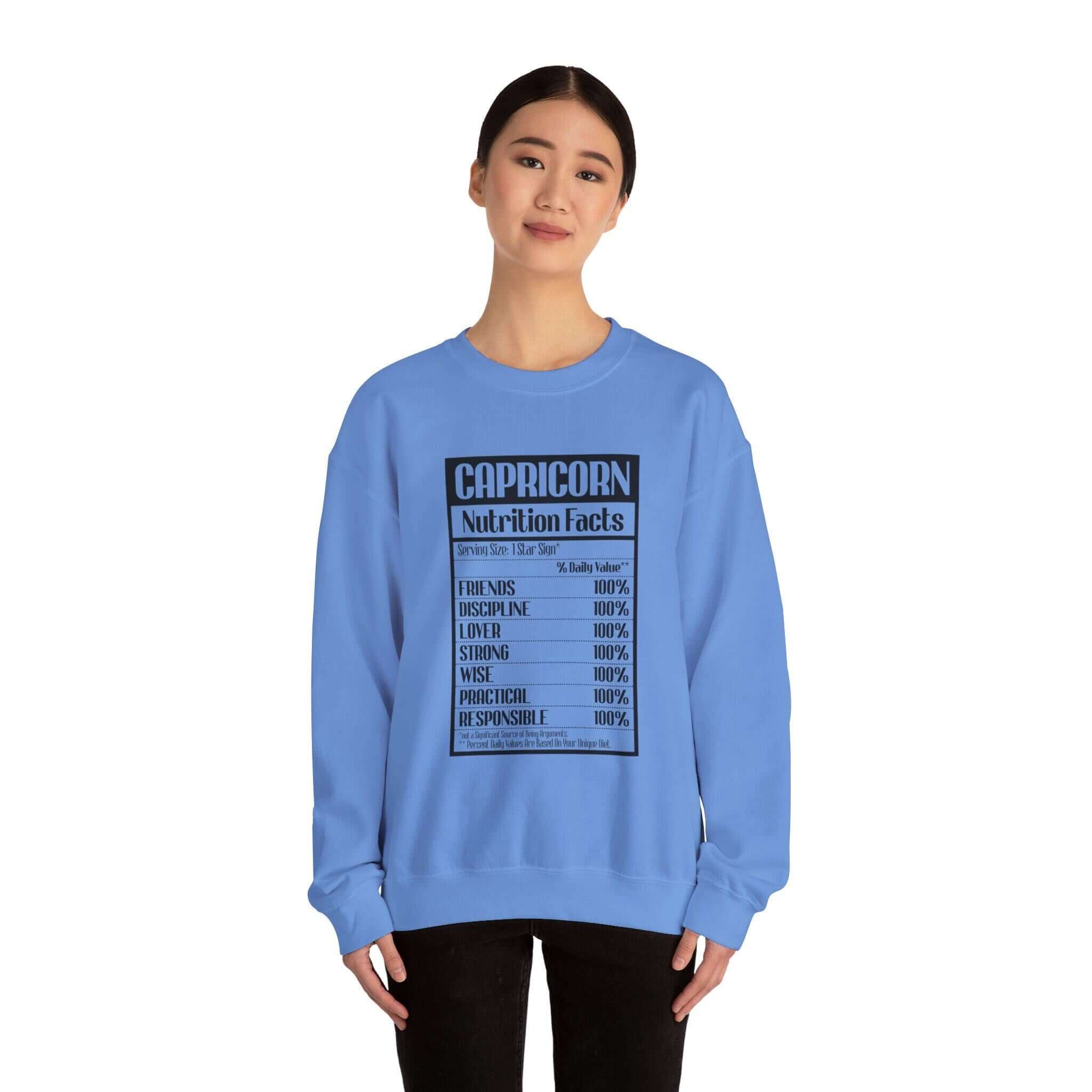 Capricorn Nutrition Sweatshirt - Cozy Unisex Fleece Zodiac Apparel With Rib-Knit Cuffs