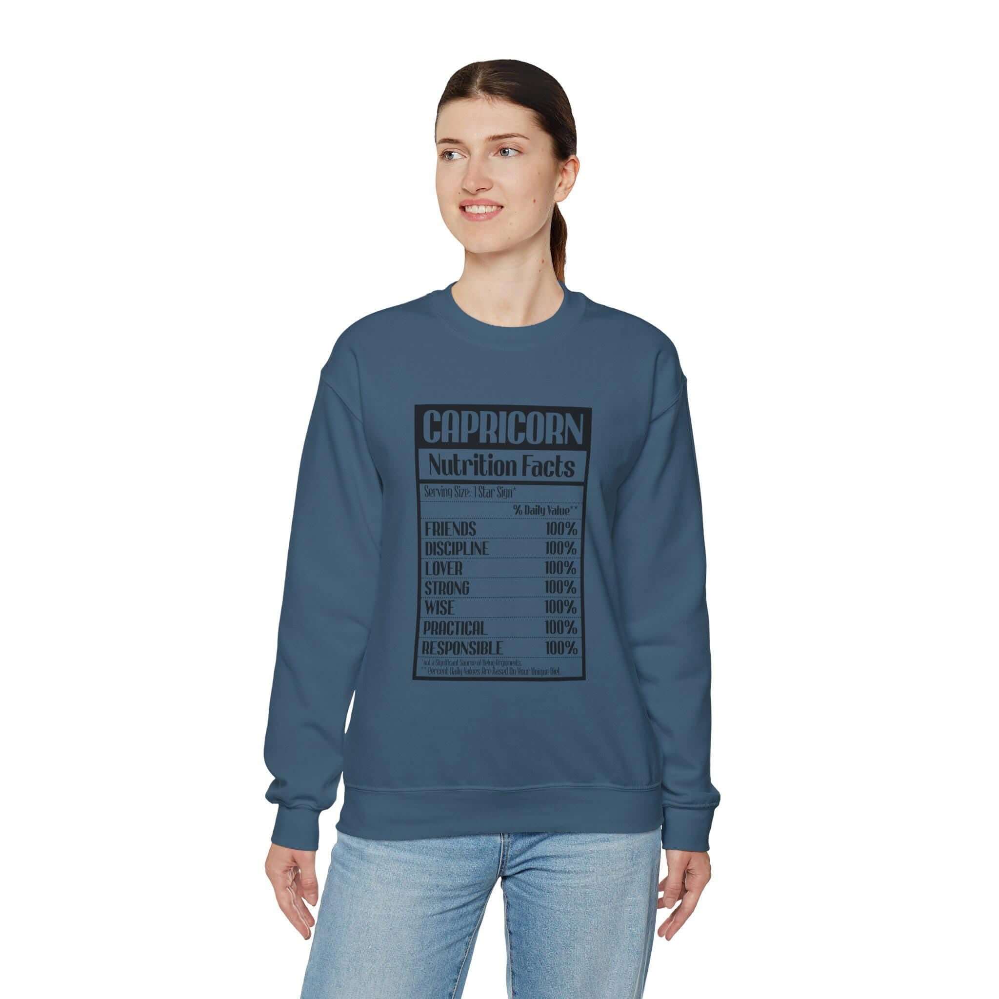 Capricorn Nutrition Sweatshirt - Cozy Unisex Fleece Zodiac Apparel With Rib-Knit Cuffs