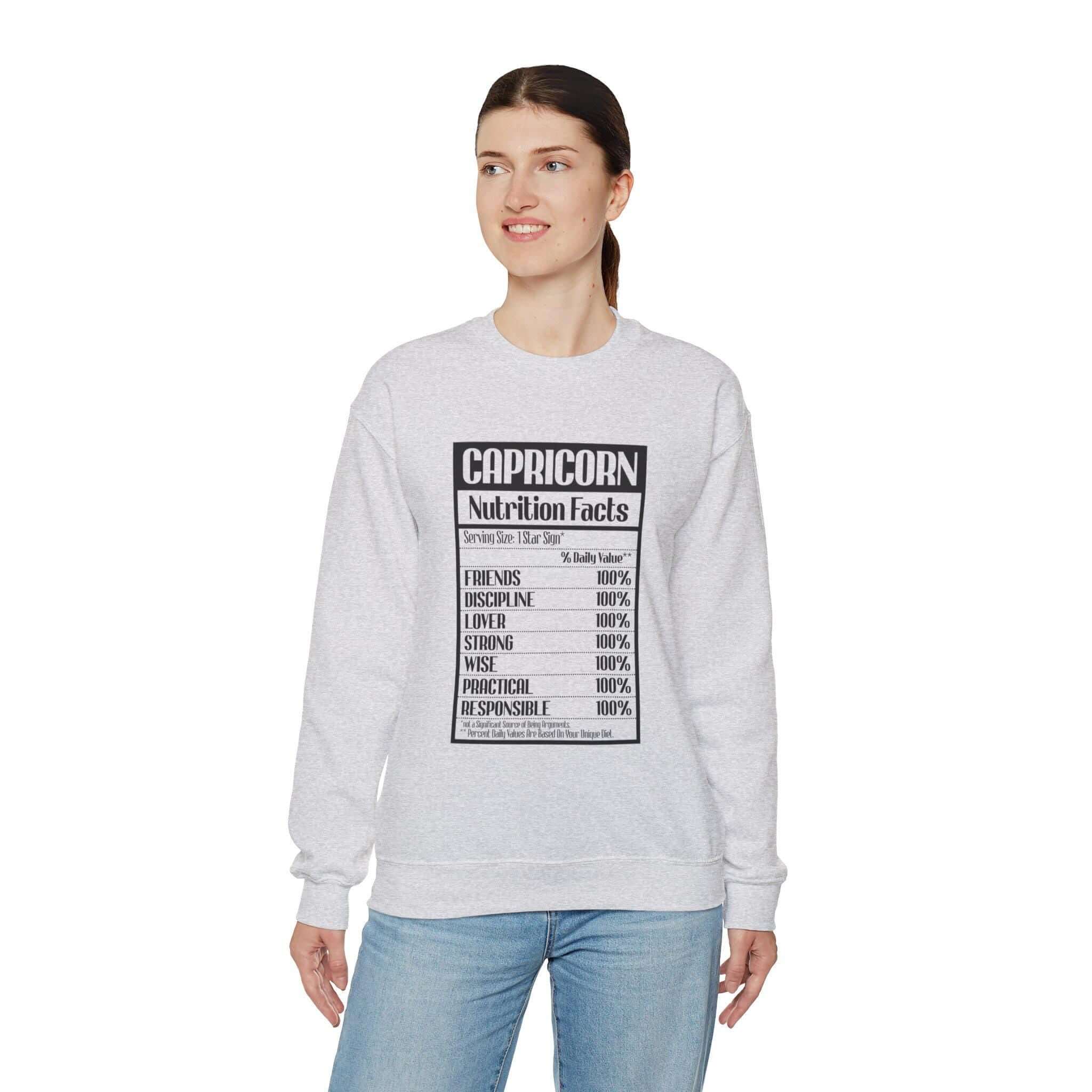 Capricorn Nutrition Sweatshirt - Cozy Unisex Fleece Zodiac Apparel With Rib-Knit Cuffs