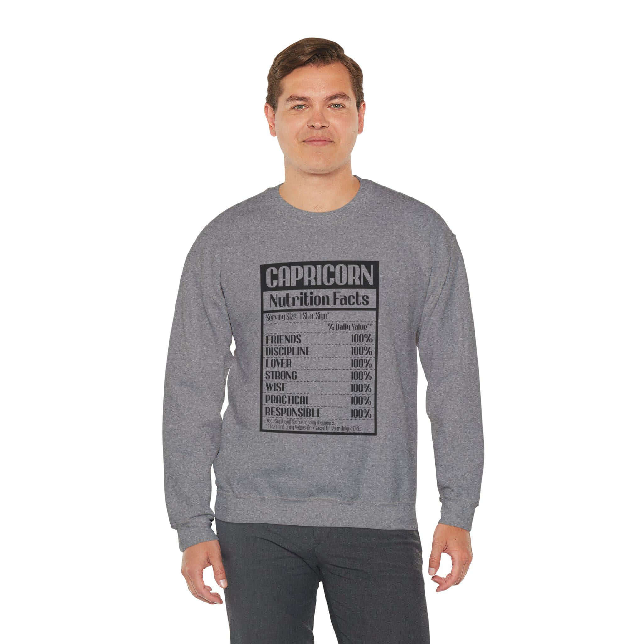 Capricorn Nutrition Sweatshirt - Cozy Unisex Fleece Zodiac Apparel With Rib-Knit Cuffs