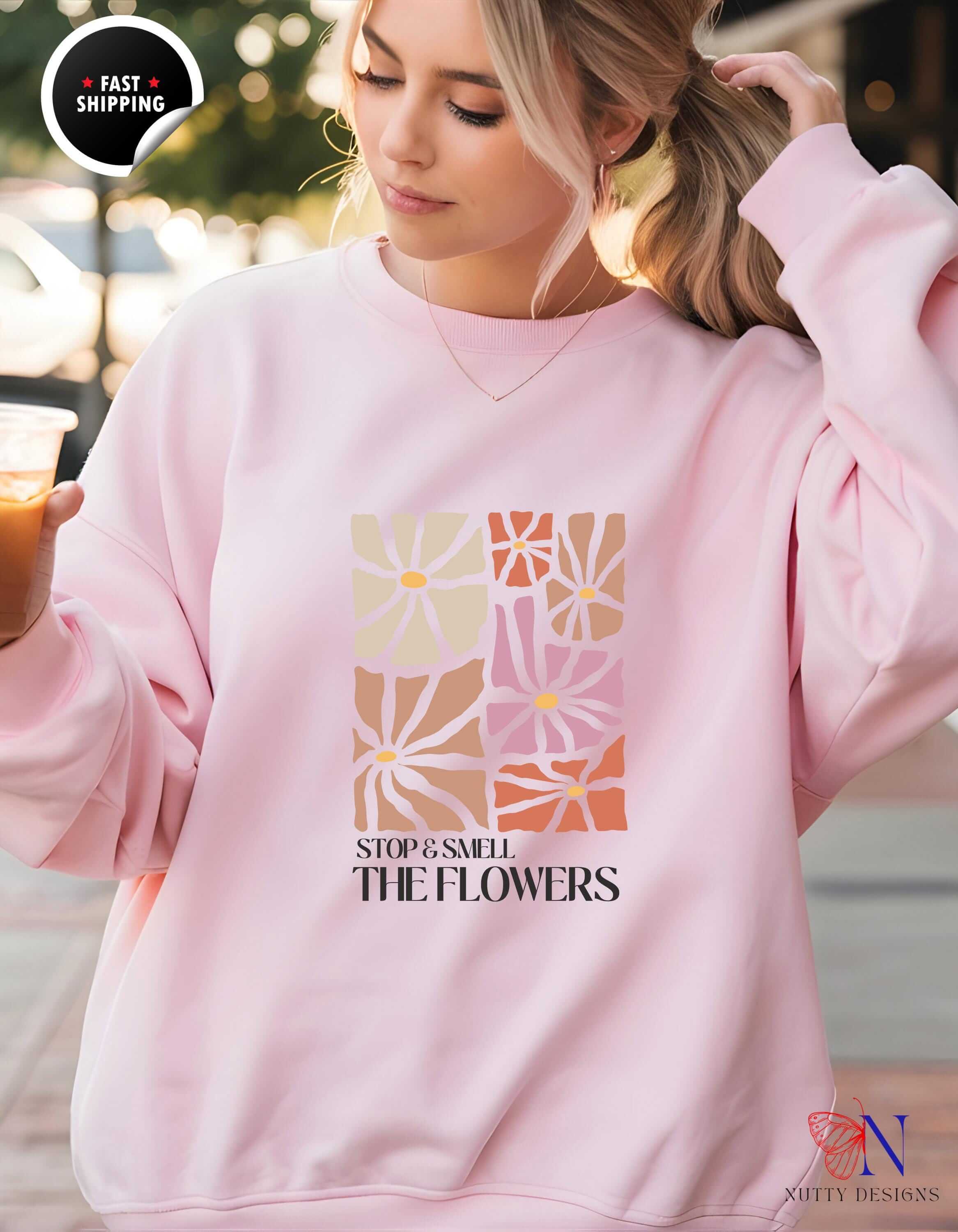 Boho Floral Sweatshirt – Cozy Fleece Unisex Cotton Blend With Rib-Knit Cuffs