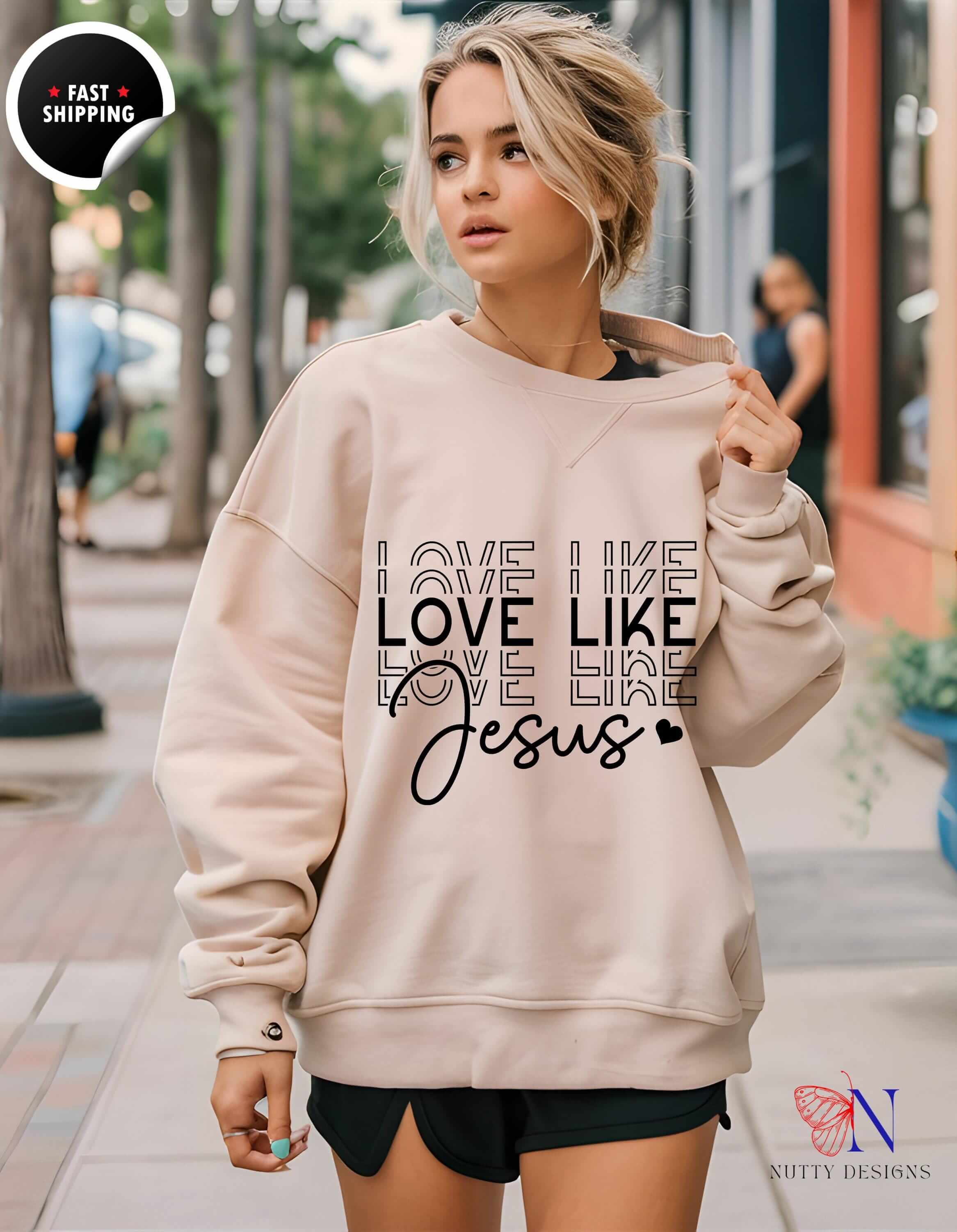 Christian Faith Sweater – Love Like Jesus Top | Unisex Fleece Sweatshirt