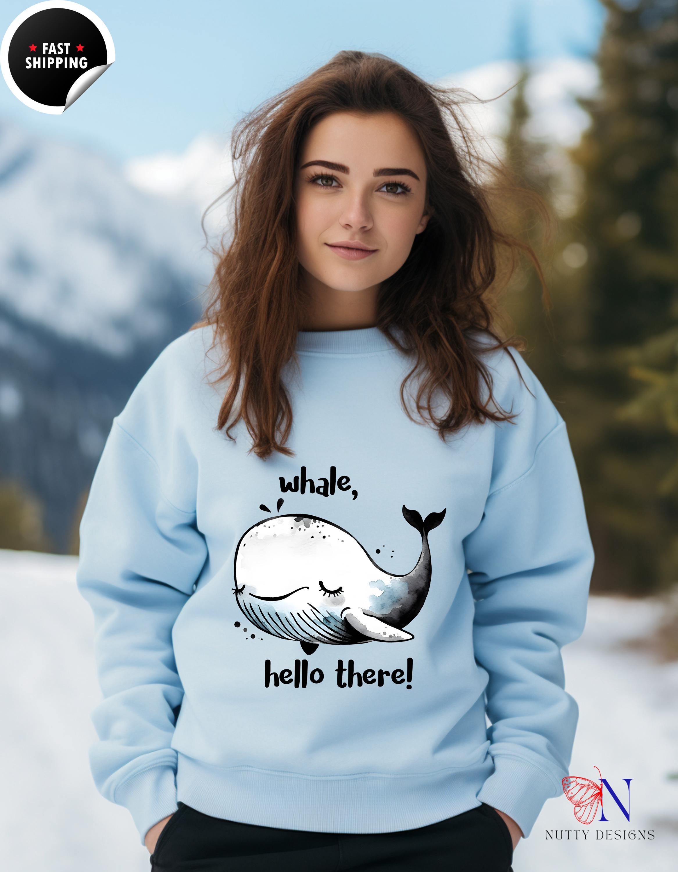 Whale sweatshirt Hello There Watercolor Style Sweatshirt | Cute Ocean-Inspired Pullover | Unique Gift for Sea Lovers & Art Enthusiasts