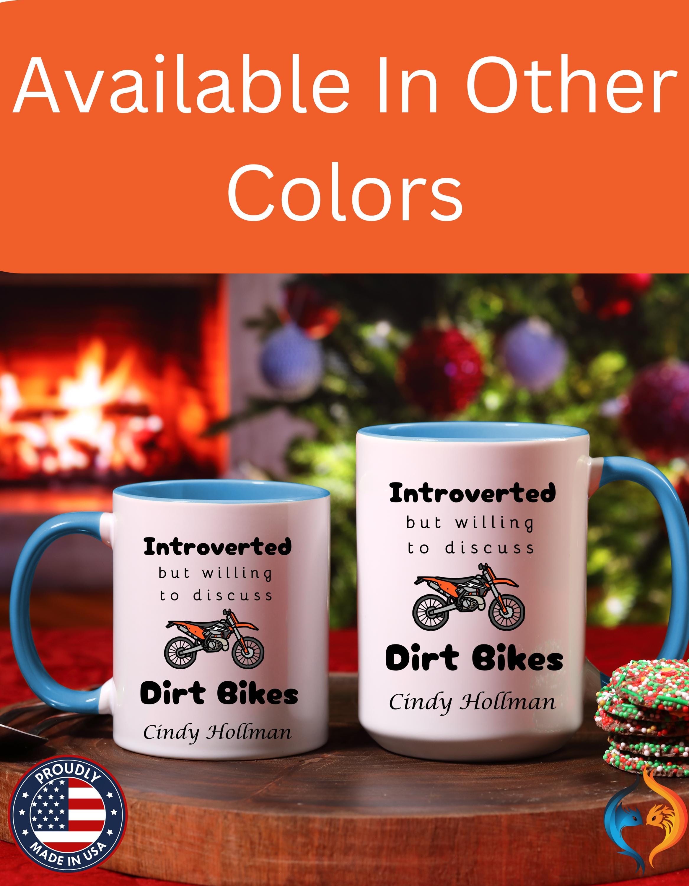 Funny Coffee Mug, Customizable mugs, Introverted But Willing To Discuss Dirt Bikes Personalized Accent Mug (11oz, 15oz), gift under 20