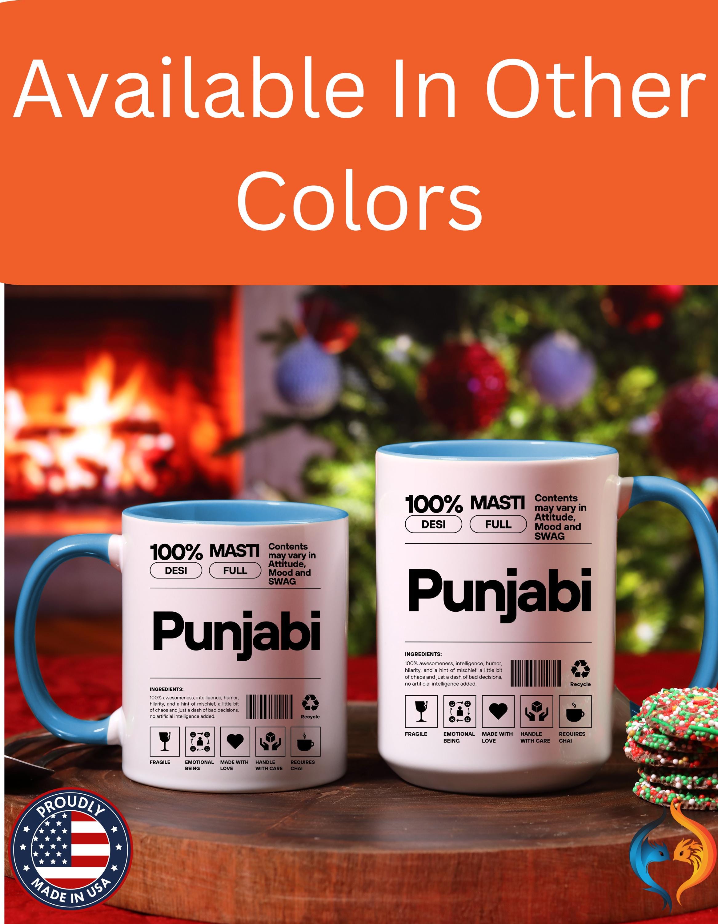 Funny Coffee Mug - Personalized "Punjabi" Indian Accent Chai Cup, Gift Under 20, White Elephant, Perfect for Brown Humor Lovers