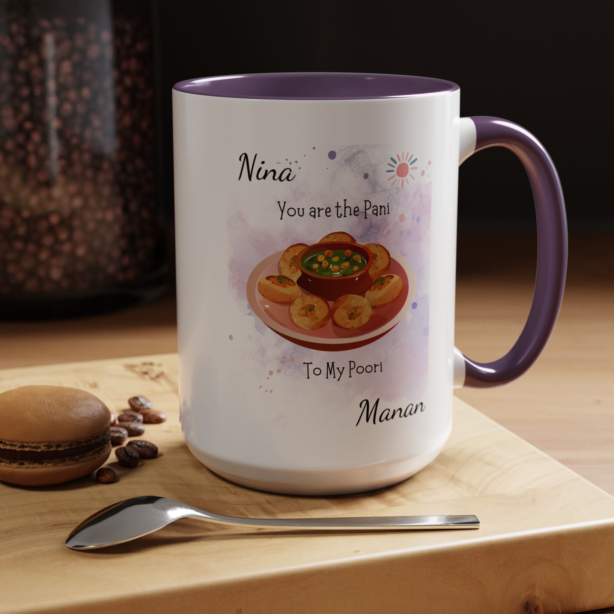Funny Coffee Mug, Personalized Mug, You Are Pani To My Poori Accent Cup 11/15oz, Anniversary, Wedding, Valentines, Romantic Gift Him her