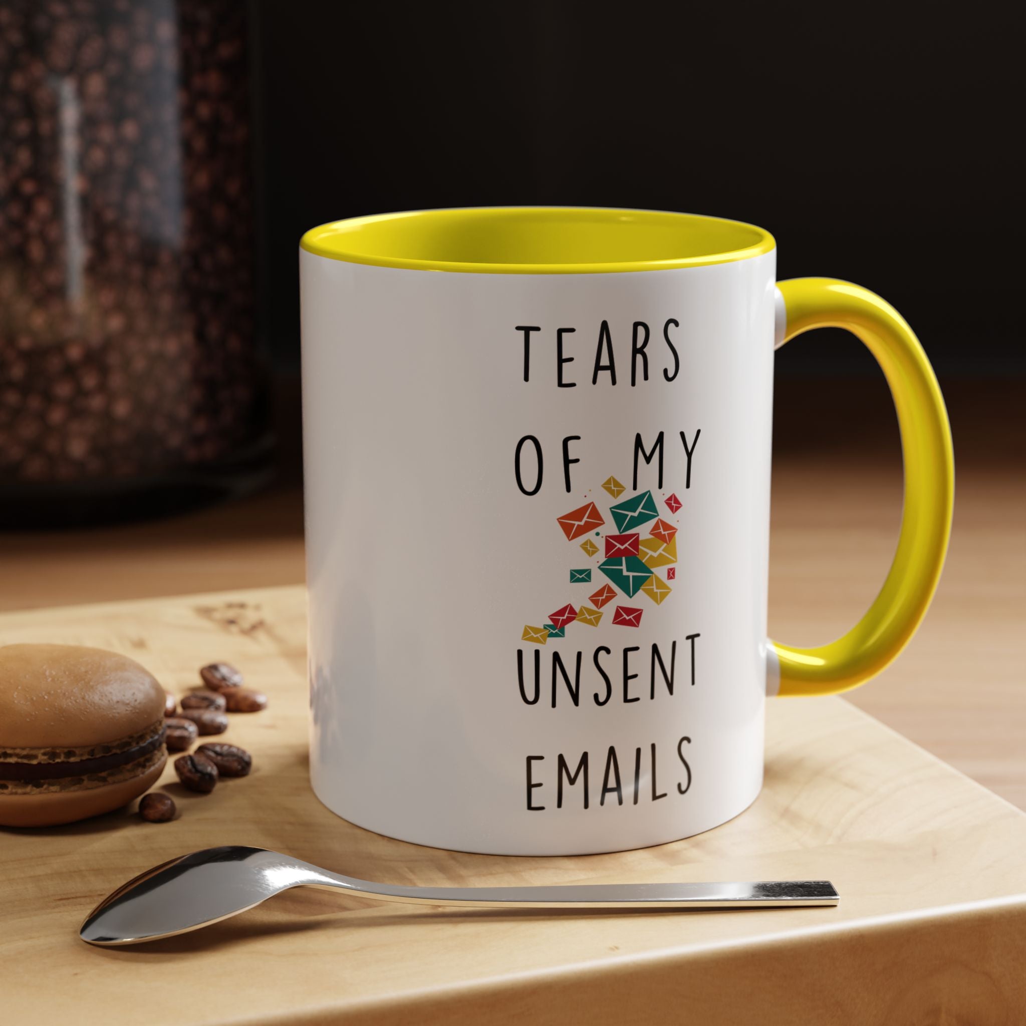 Funny Coffee Mug, Personalized Mug, Tears Of My Unsent Emails, Accent Cup (11, 15oz), Sarcastic Mug,  Tea Coffee Cup, Gift Under 20