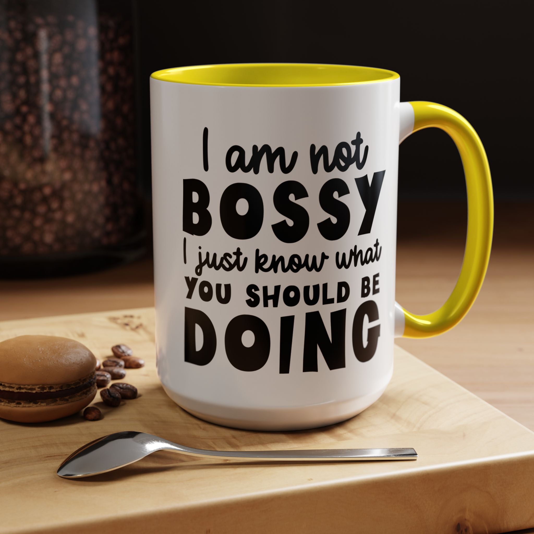 Funny Coffee Mug, Personalized Mug, I am Not Bossy, Just Know What You Should Be Doing, Accent Cup (11, 15oz), Gift Under 20, White Elephant