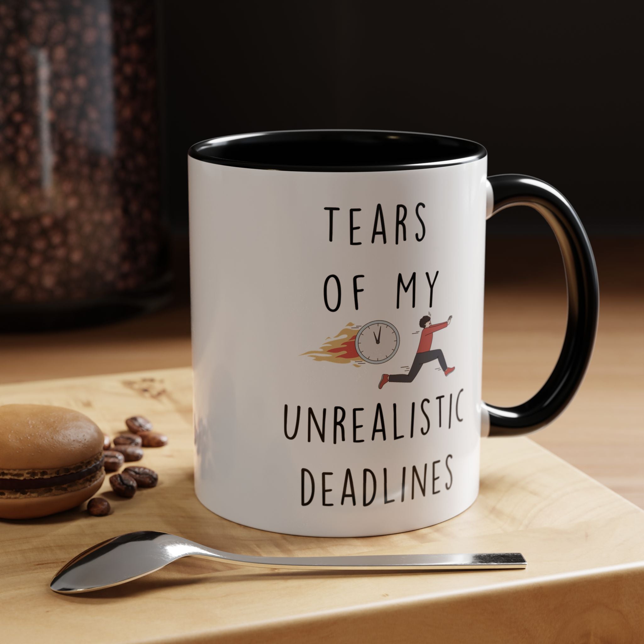 Funny Coffee Mug, Personalized Mug, Tears Of My Unrealistic Deadlines, Accent Cup (11, 15oz), Sarcastic Mug,  Tea coffee Cup, Gift Under 20
