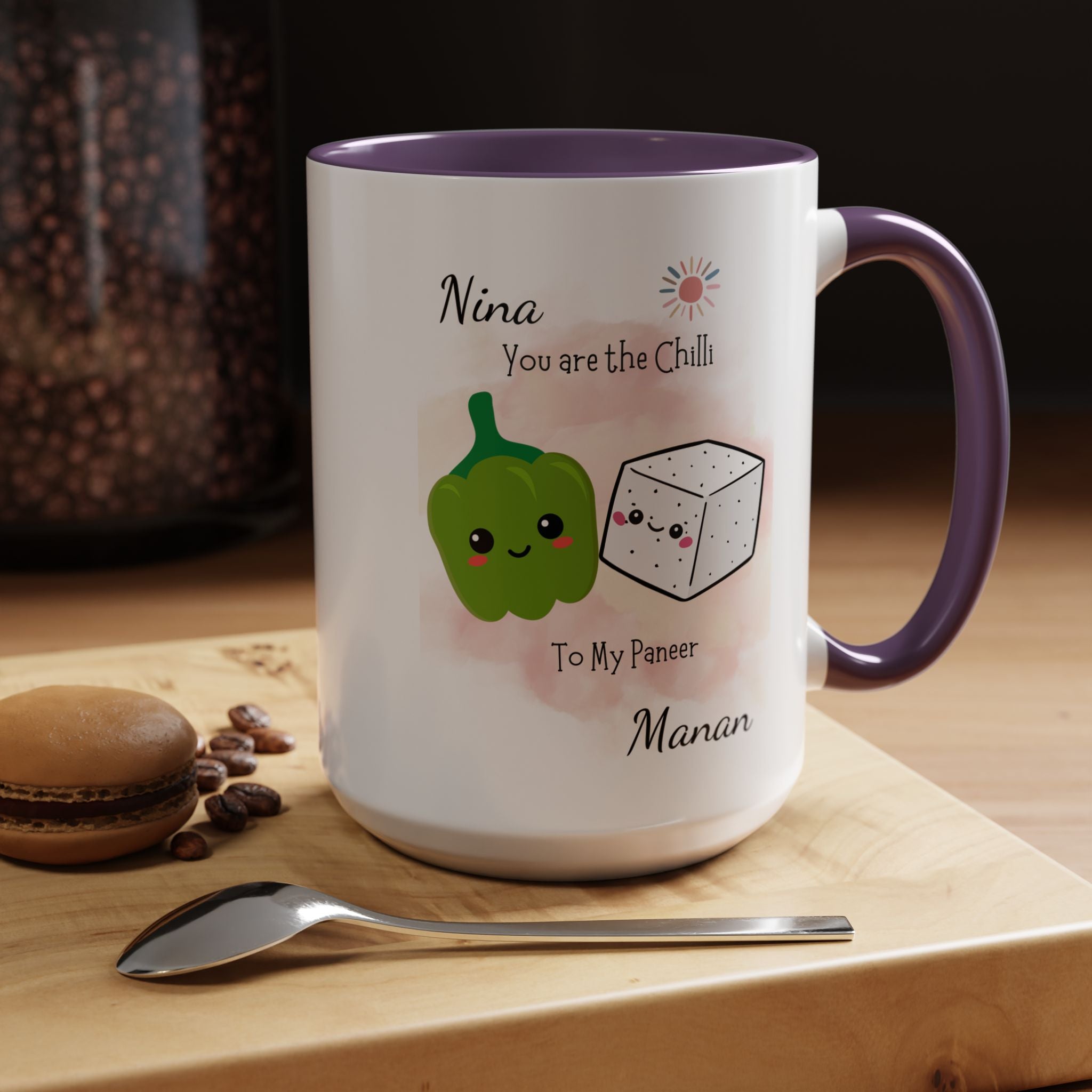 Funny Coffee Mug, Personalized Mug, You Are Chili To My Paneer Couple Accent Cup 11/15oz, Anniversary, Valentines, Wedding, Romantic Him her