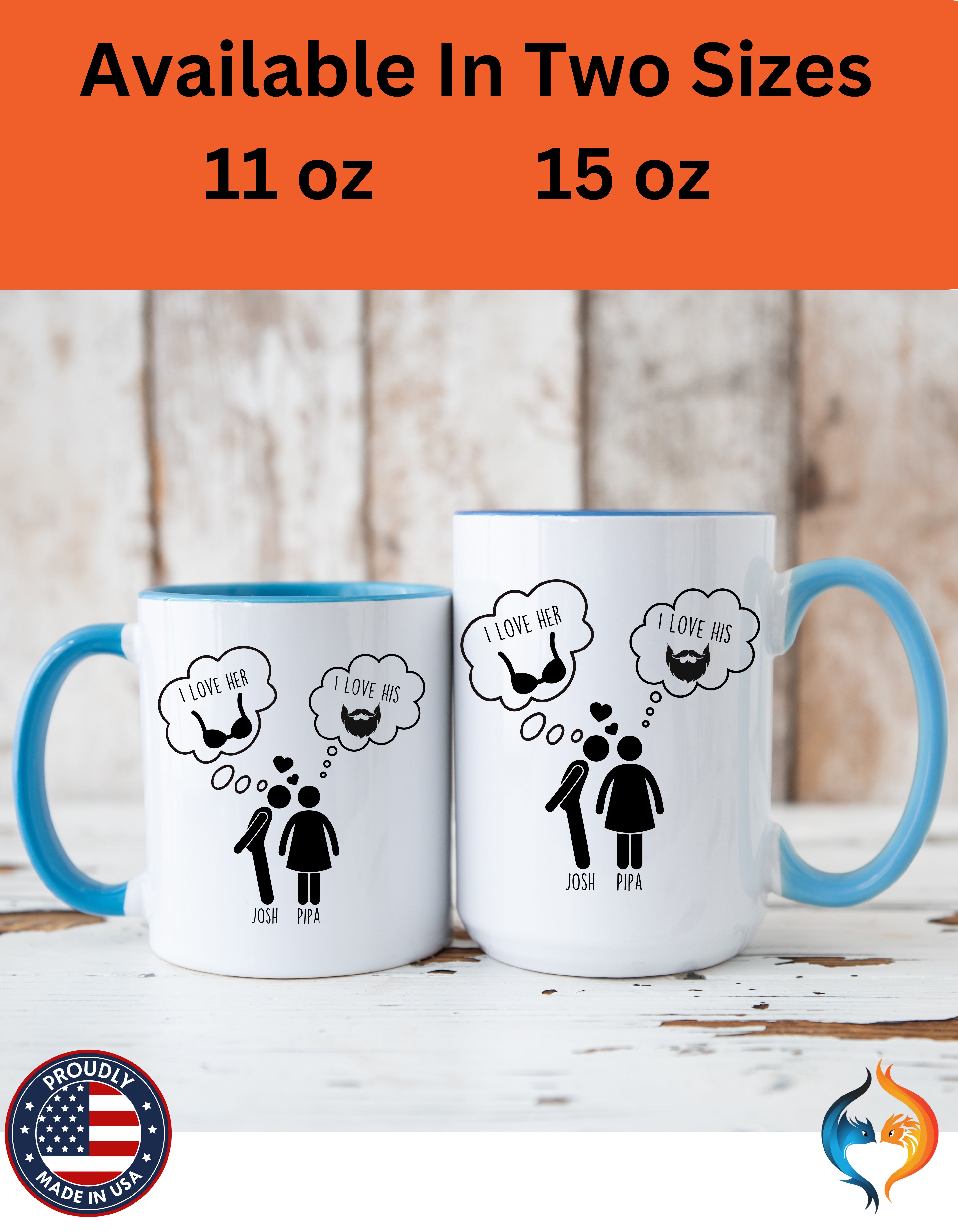Personalized valentine gift mug, Love His Beard Love Her Boobs cup