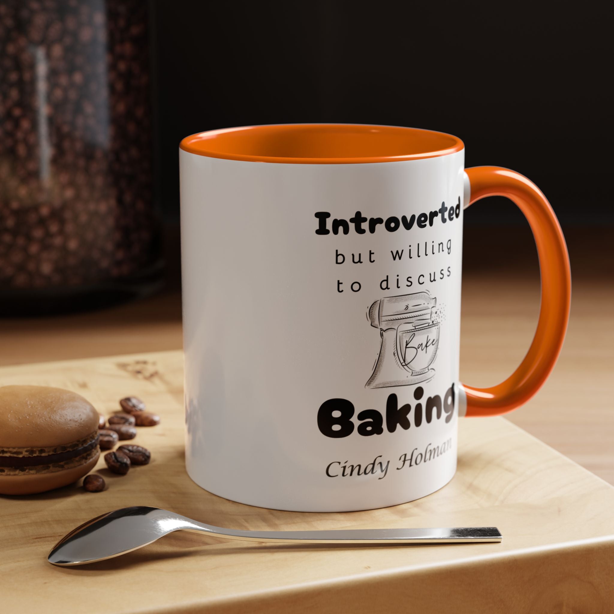 Funny Coffee Mug, Introverted But Willing To Discuss Baking Personalized Accent Coffee Mug (11 and 15oz)