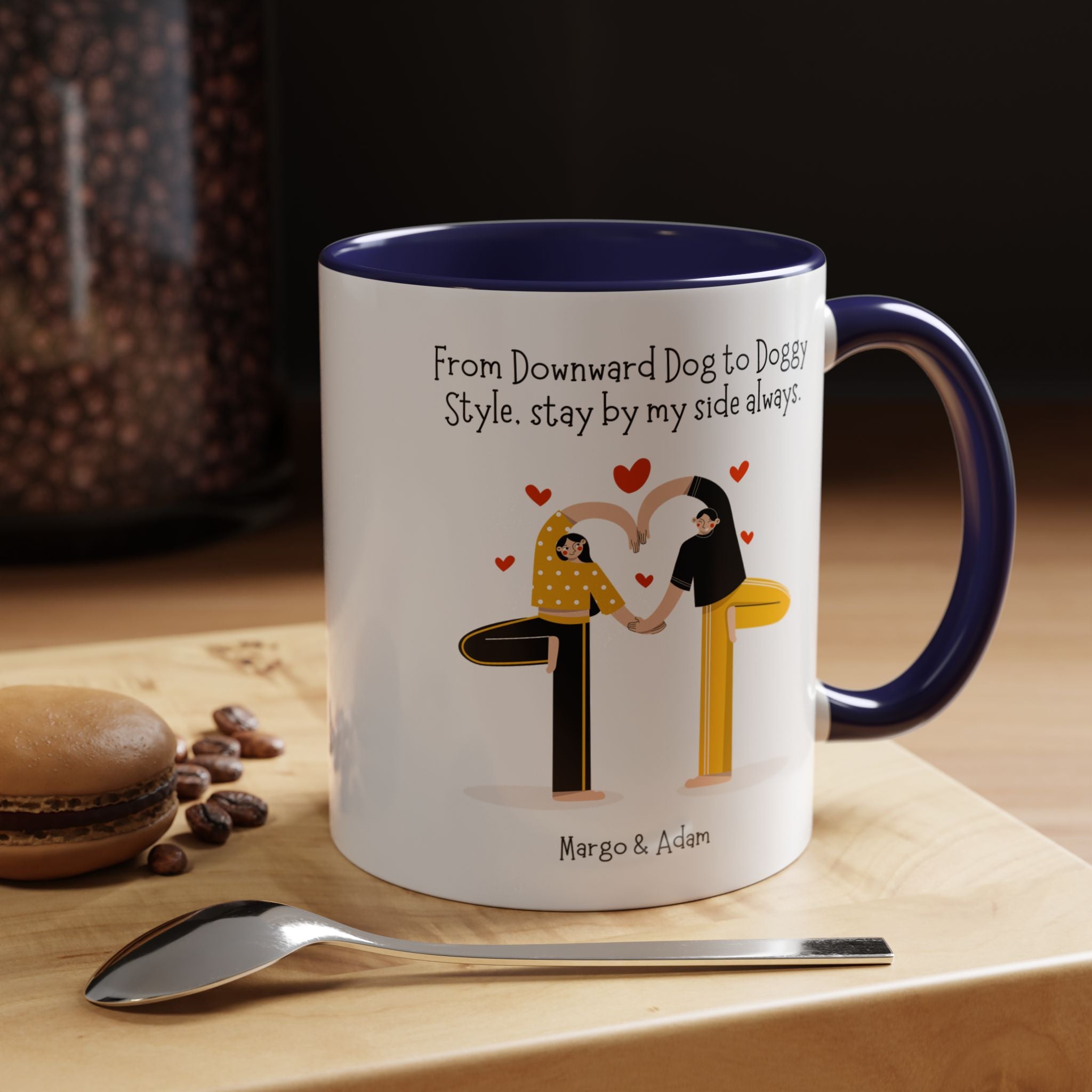 Downward Dog Yoga to Doggy Style Stay By My Side Dirty Valentine Gift, Personalized Romantic Mug, 11/15oz, Anniversary Couple V-Day Gift