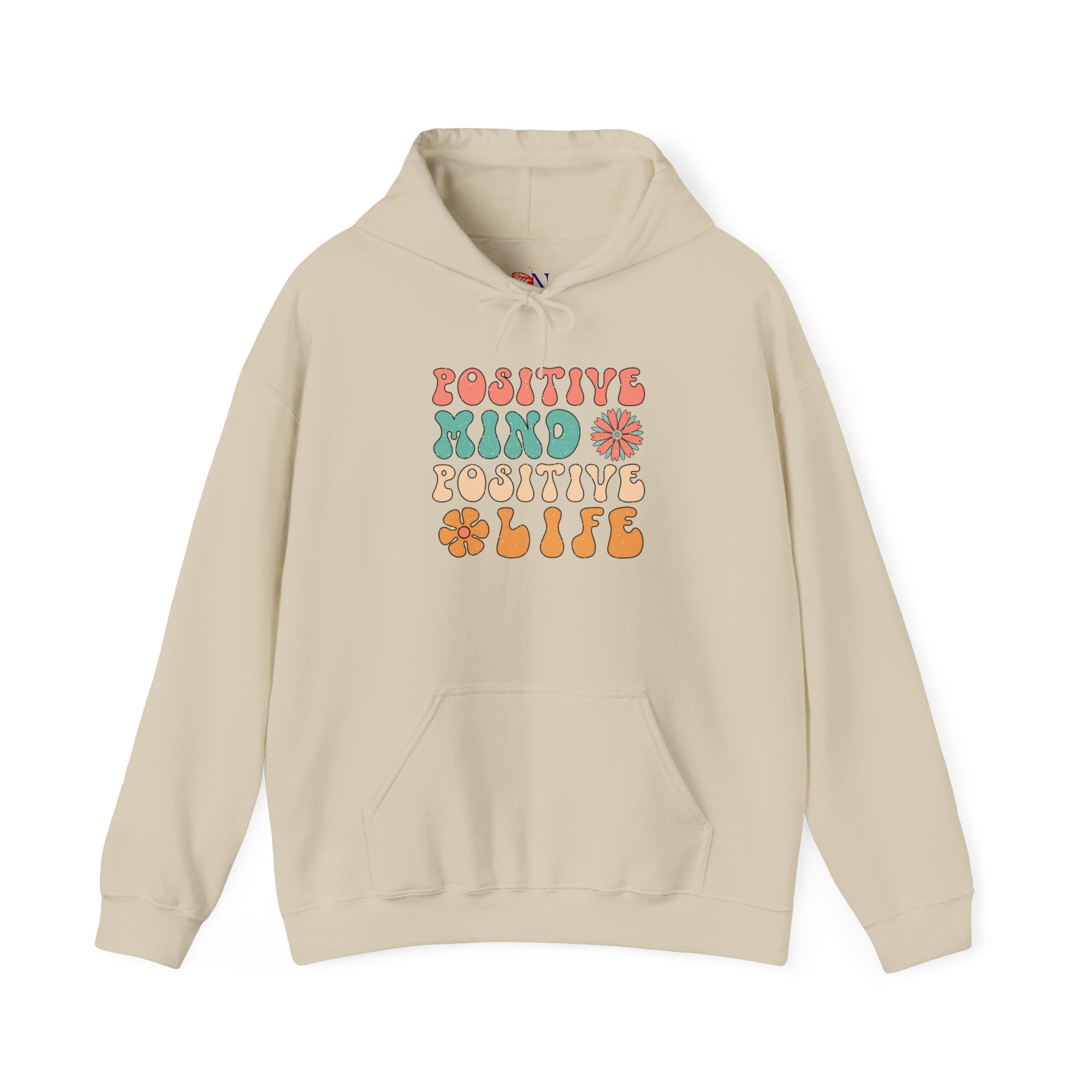 Positive Mind Positive Life Hoodie — Retro Flower Graphic Sweatshirt