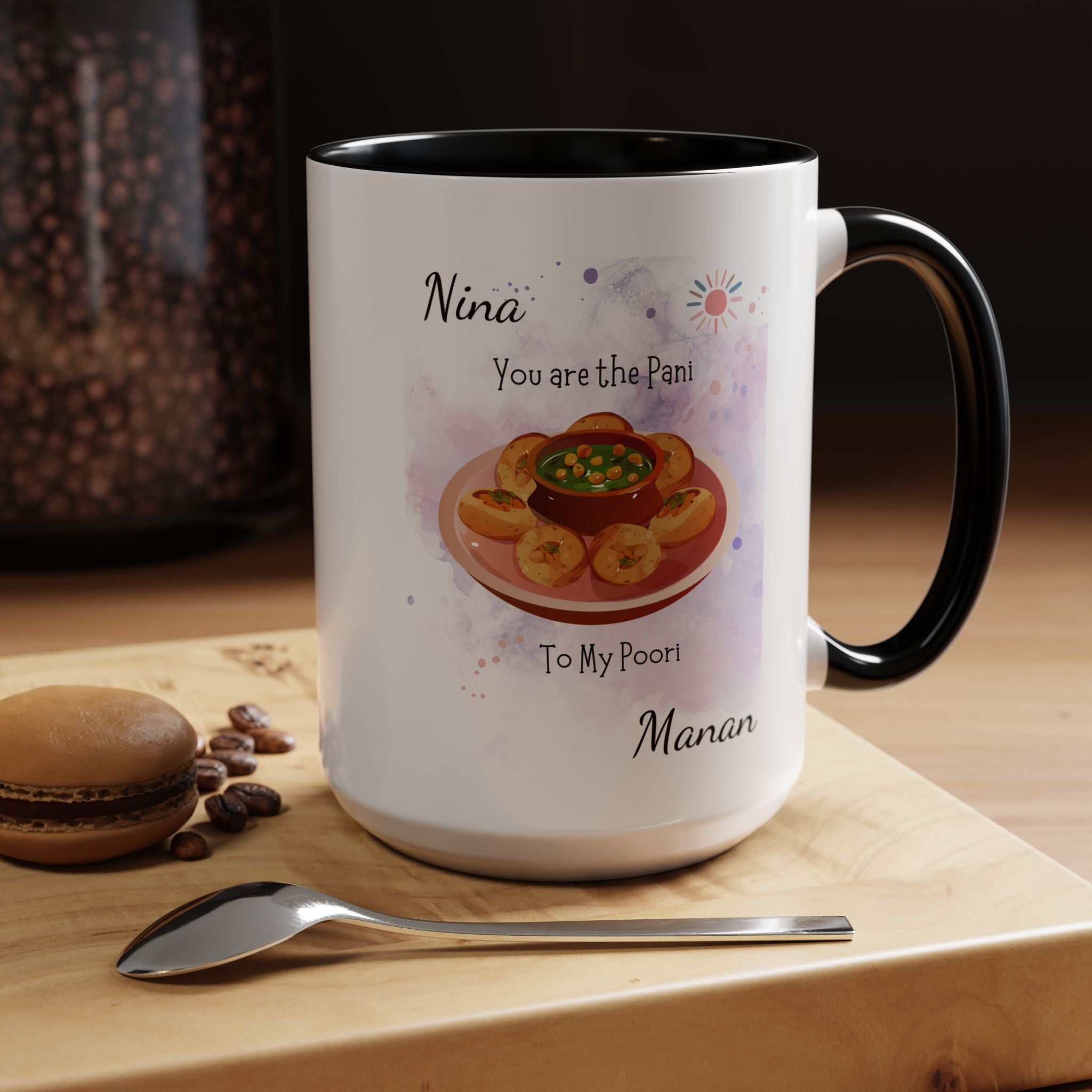 Funny Coffee Mug, Personalized Mug, You Are Pani To My Poori Accent Cup 11/15oz, Anniversary, Wedding, Valentines, Romantic Gift Him her