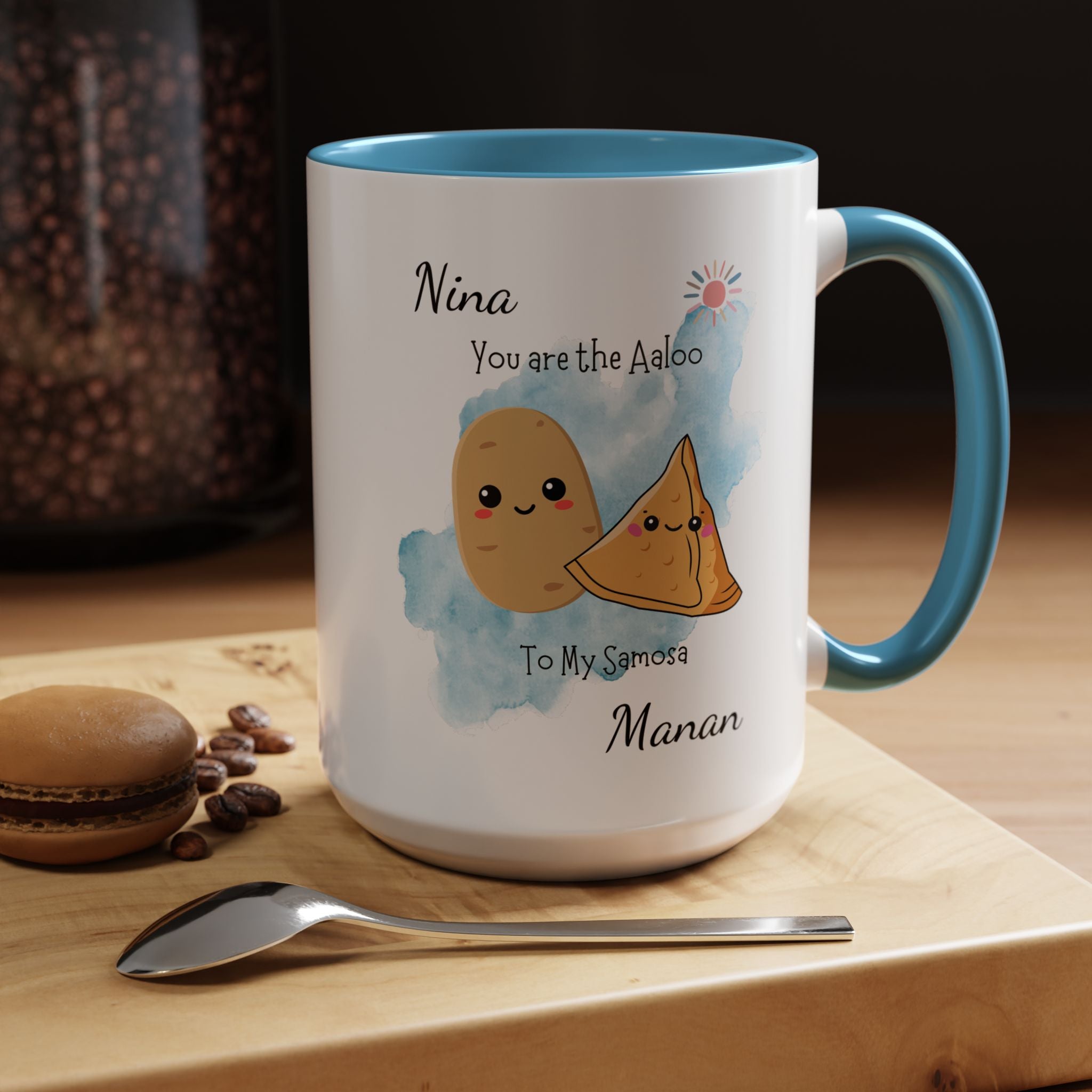Funny Coffee Mug, Personalized Mug, You Are Aaloo To My Samosa Accent Cup 11/15oz, Anniversary, Wedding, Valentines, Romantic Gift Him her