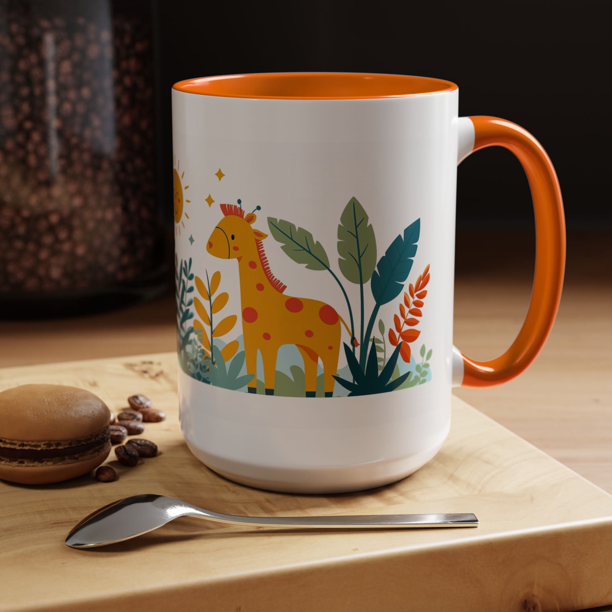 Kids Accent Coffee Mug Sizes 11oz and 15oz, Theme My Jungle Friends