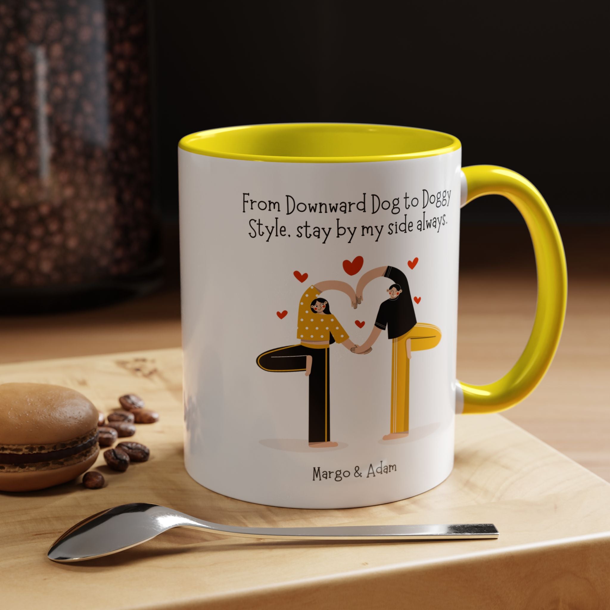 Downward Dog Yoga to Doggy Style Stay By My Side Dirty Valentine Gift, Personalized Romantic Mug, 11/15oz, Anniversary Couple V-Day Gift