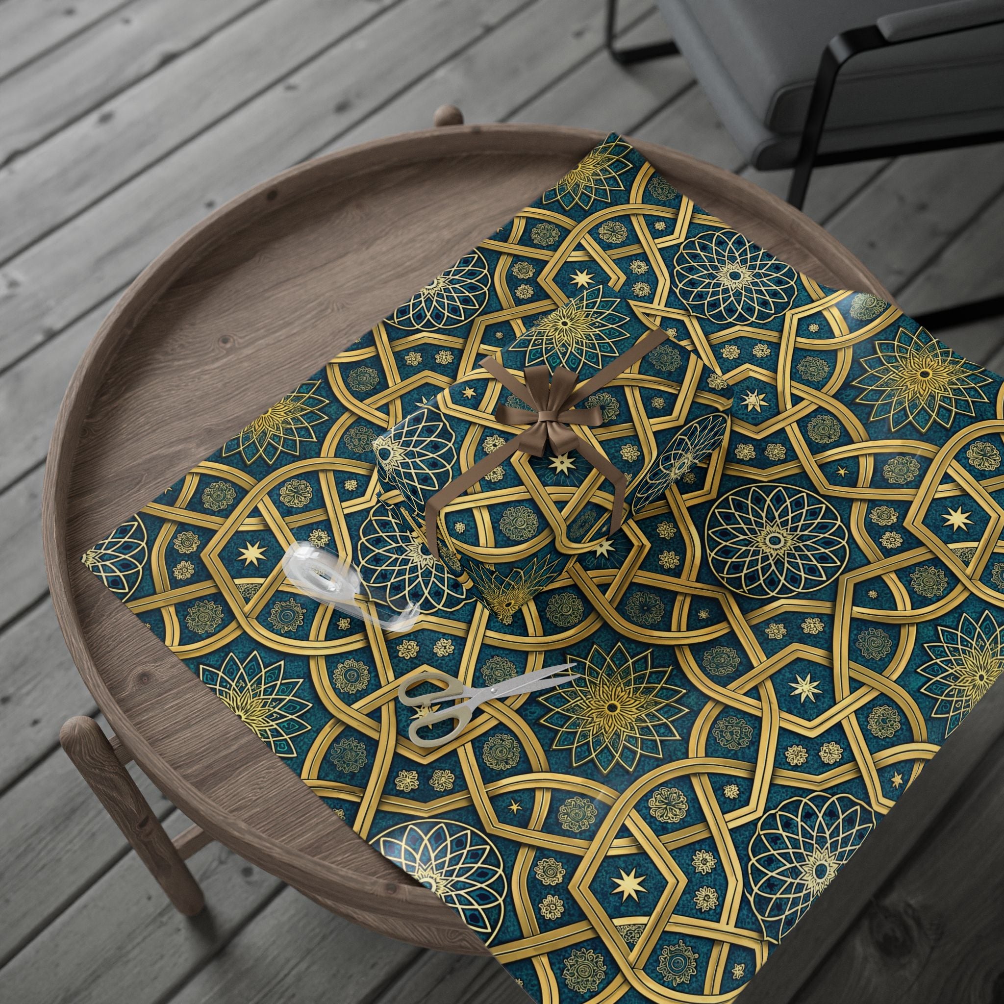 Ramadan Wrapping Paper - Islamic Gift Wrap With Geometric, Moon and Stars Design