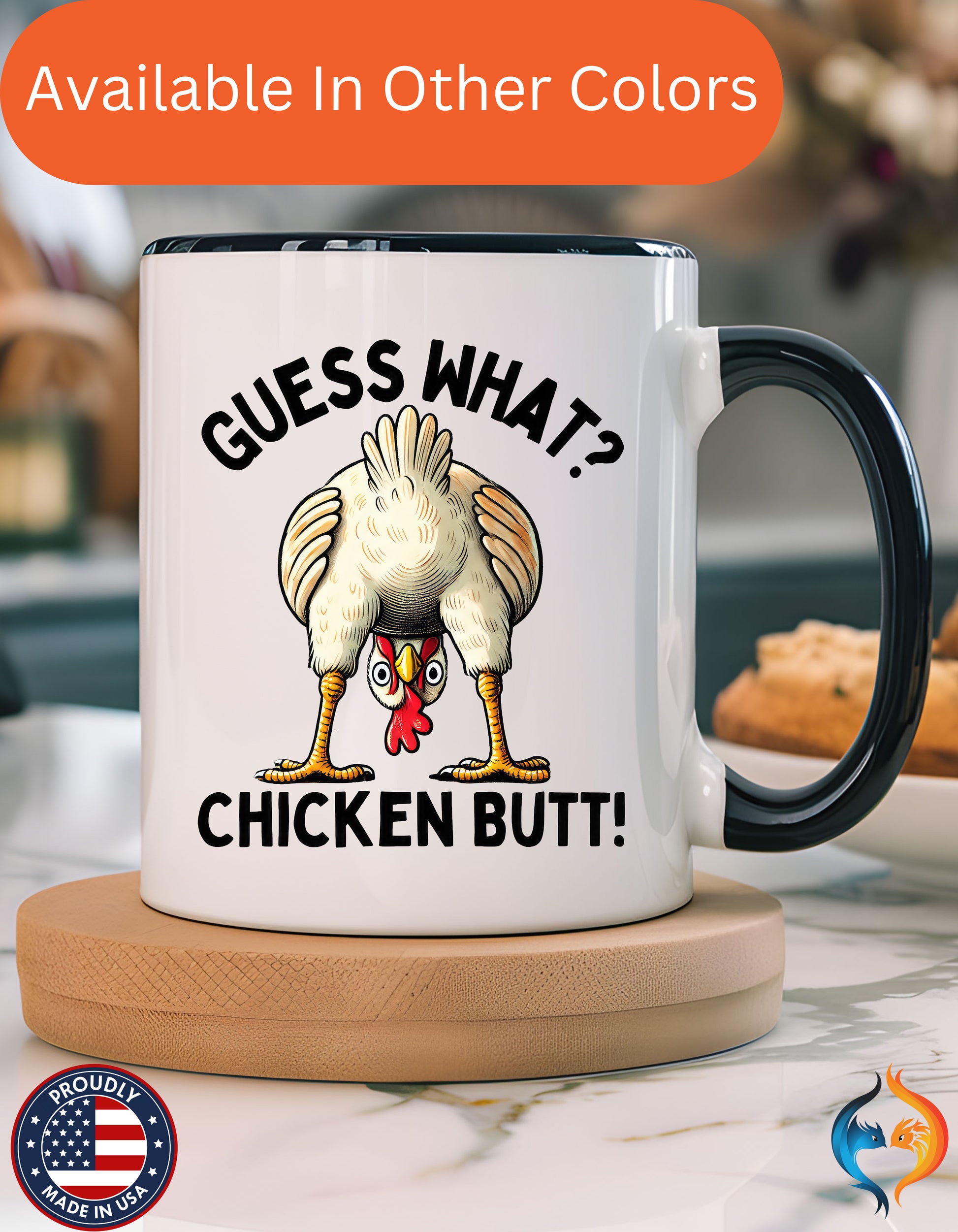 Guess What Chicken Butt Cup Mug Lifestyle Mockup | Nutty Designs