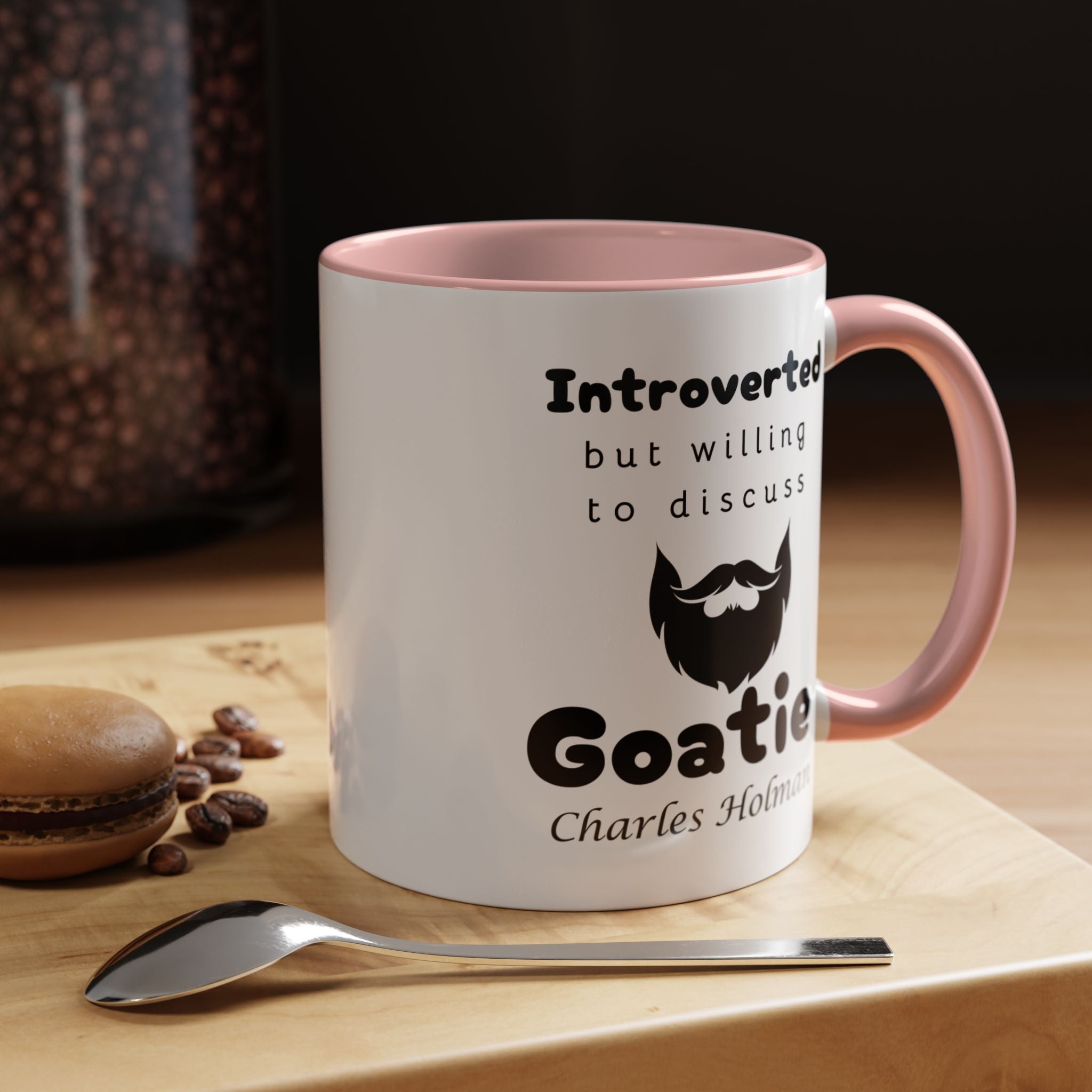 Funny Coffee Mug, Introverted But Willing To Discuss Goatie Personalized Accent Coffee Mug (11 and 15oz)