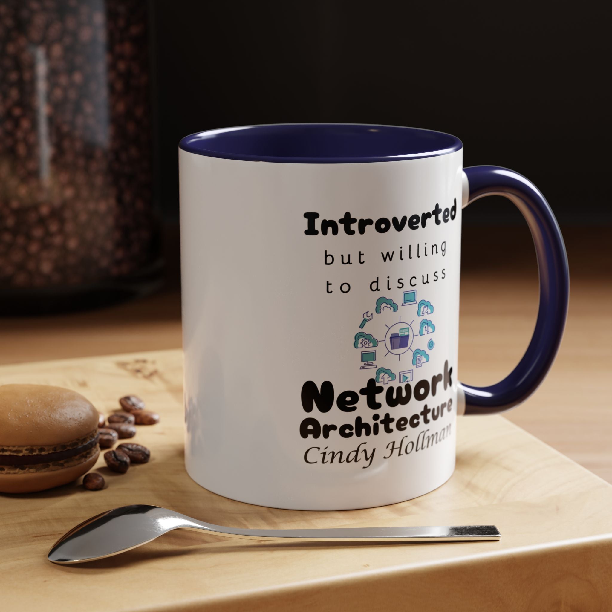 Introverted But Willing To Discuss Network Architecture Personalized Accent Coffee Mug (11 & 15oz) For Network Architects, Nerds, Geeks
