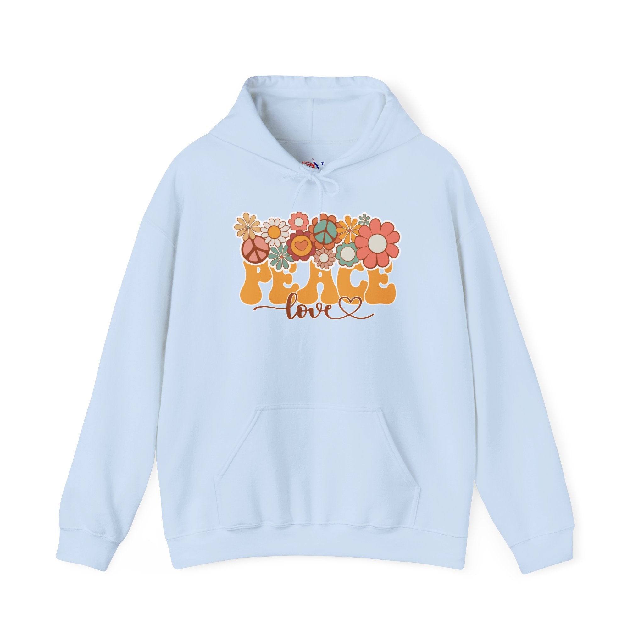 Hoodie — Retro 'Peace & Love' Floral Graphic Hoodie