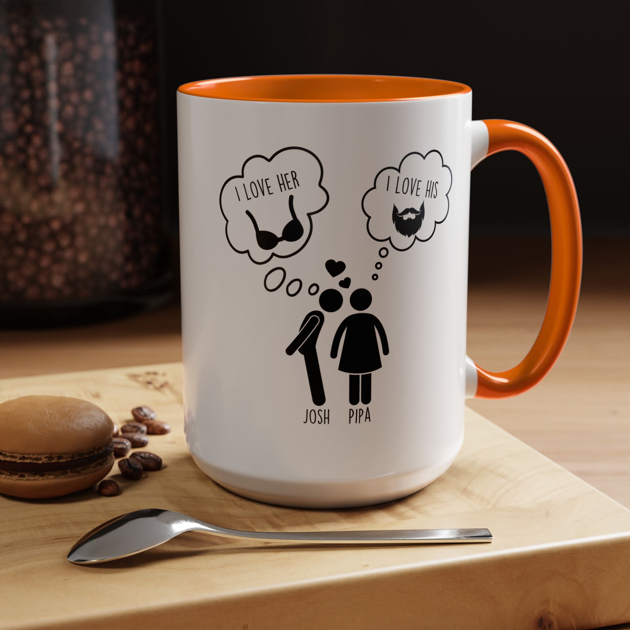 Love His Beard Love Her Boobs Personalized Romantic Dirty Valentine Gift Mug,  Accent Cup 11/15oz, Anniversary  Custom Couple V-Day Gift