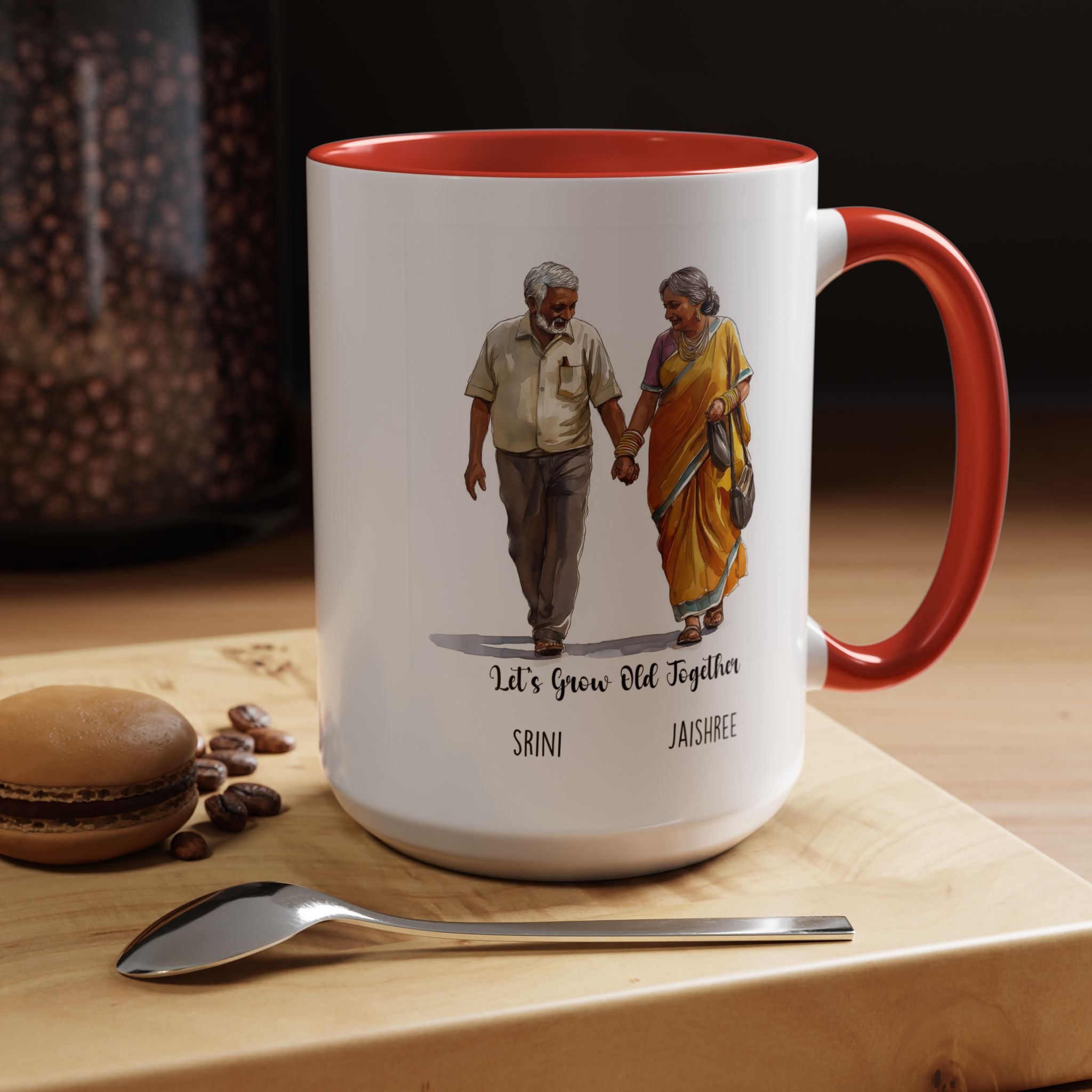 Funny Coffee Mug, Personalized Mug, Let's Grow Old Together South Indian Couple Cup 11/15oz, Anniversary Valentines Wedding Romantic Him her