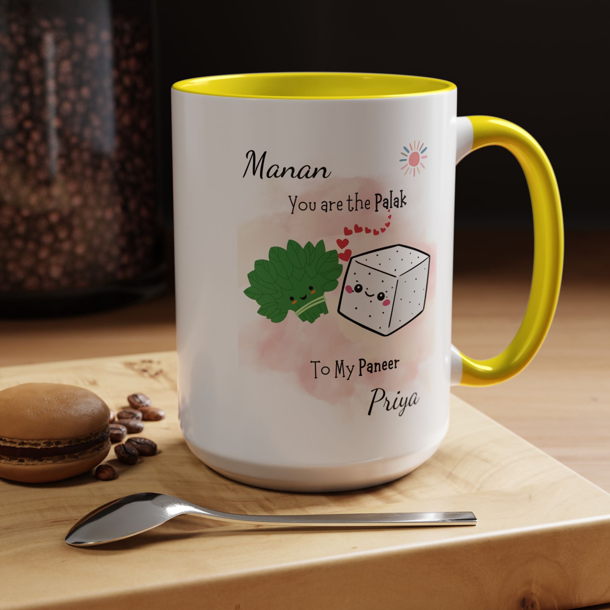 You Are The Palak To My Paneer Desi Roots Romantic Mug, Personalized Mug  Couple Accent Cup, Anniversary, Valentines,  Desi Gift for Him her