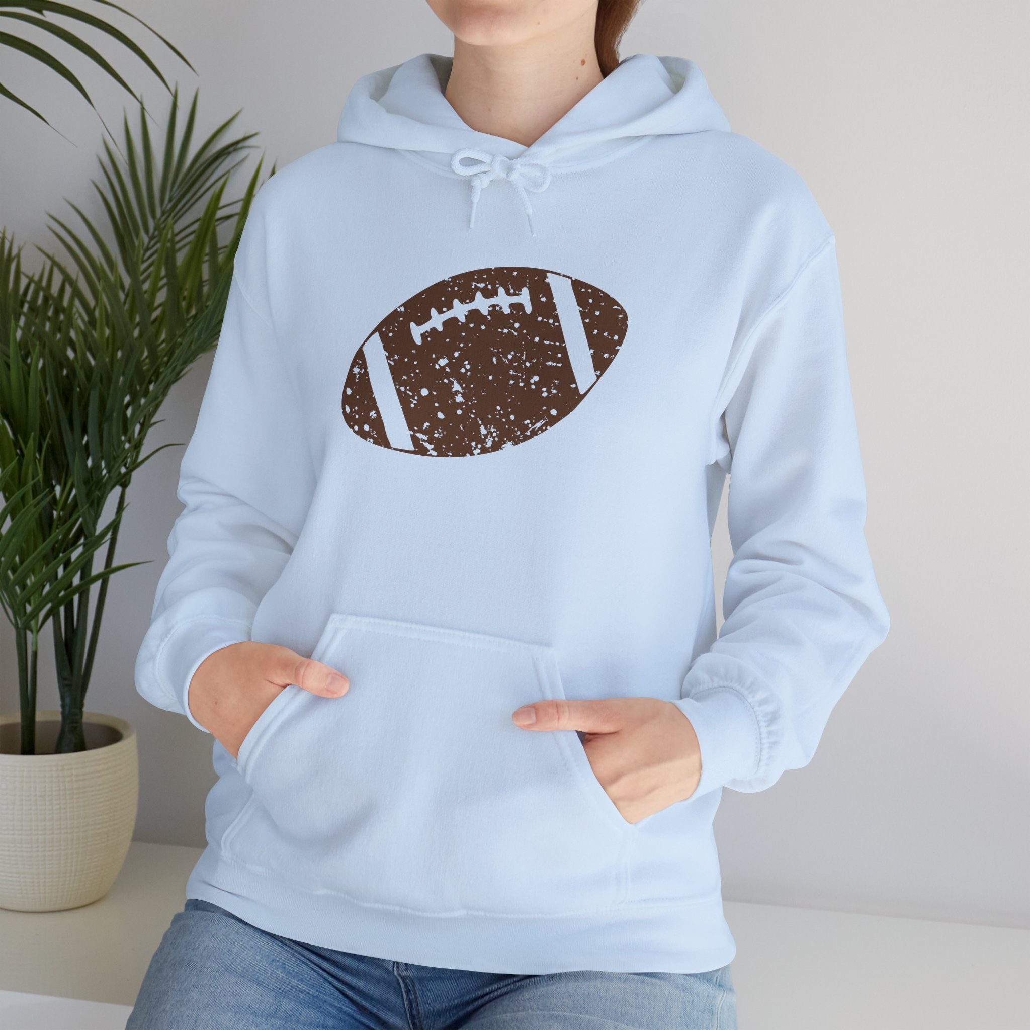 Vintage Football Hoodie – Distressed Brown Football Graphic