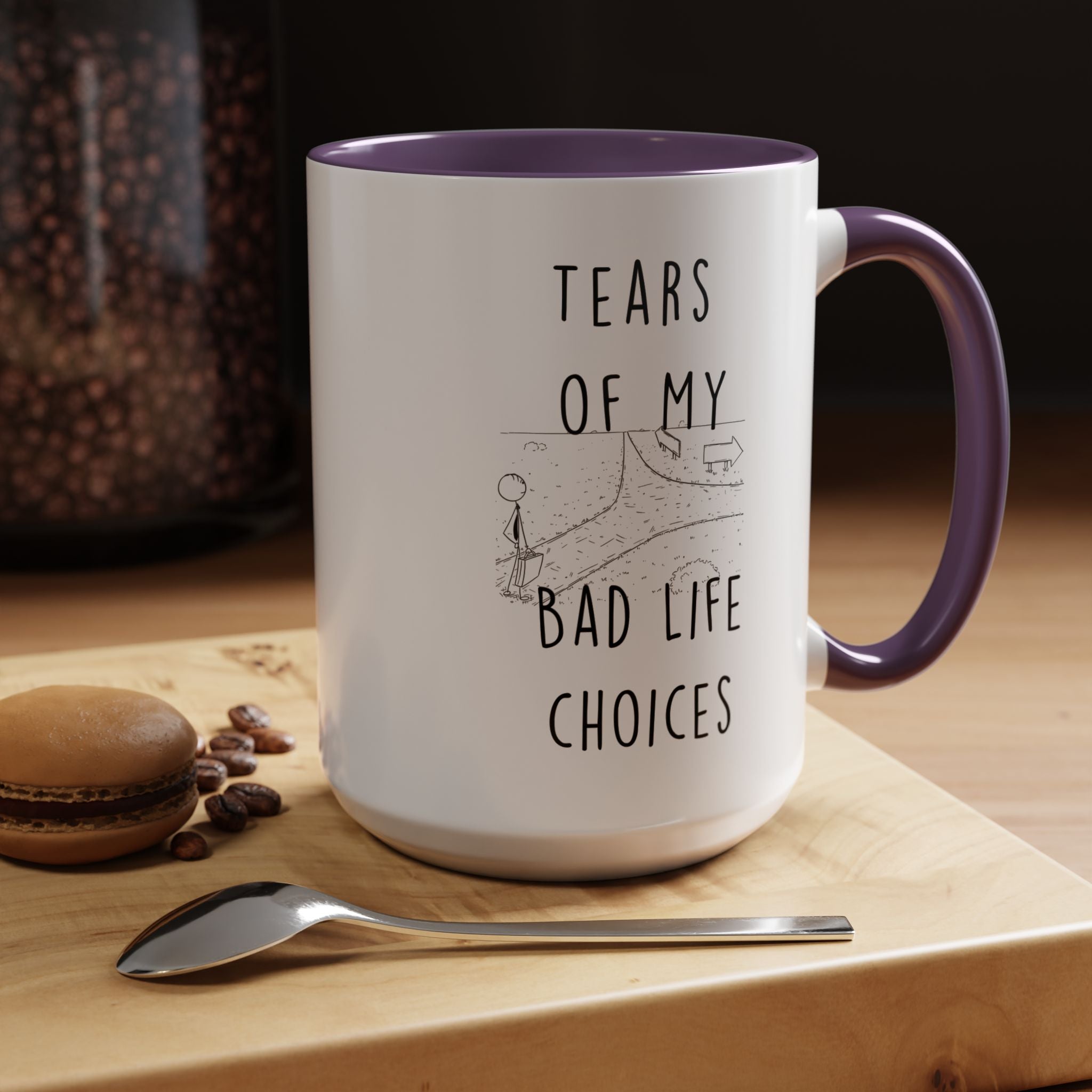 Funny Coffee Mug, Personalized Mug, Tears Of My Bad Life Choices, Accent Cup (11, 15oz), Sarcastic Mug,  Tea Coffee Cup, Gift Under 20