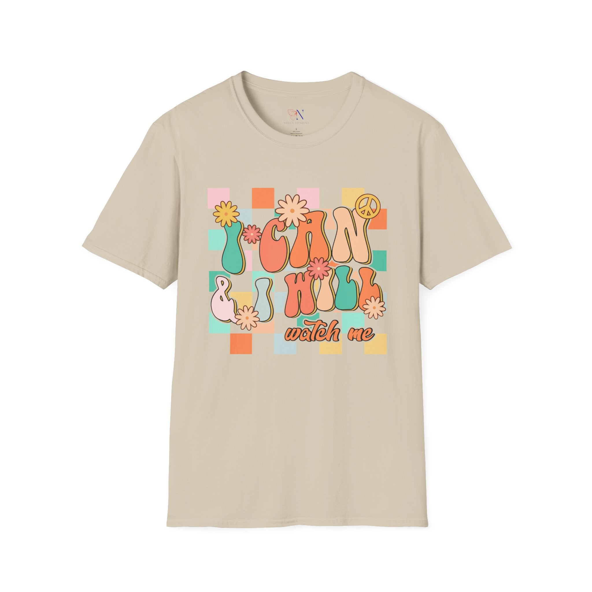 Retro Motivational Graphic Tee, Inspirational Shirt, Positive Quote Top, Empowering T-Shirt, I Can & I Will Watch Me, Workout tshirt