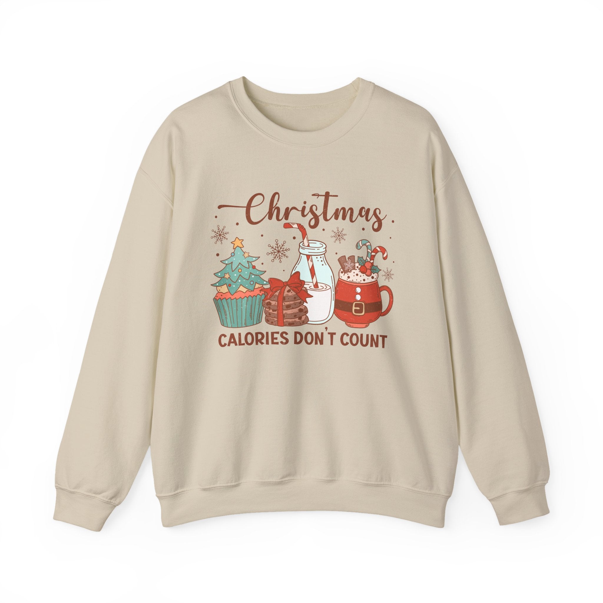 Christmas Calories Dont Count Sweatshirt, Holiday Funny Jumper, Xmas Crewneck Top, Festive Winter Apparel, Gift for Food Lovers, Novelty