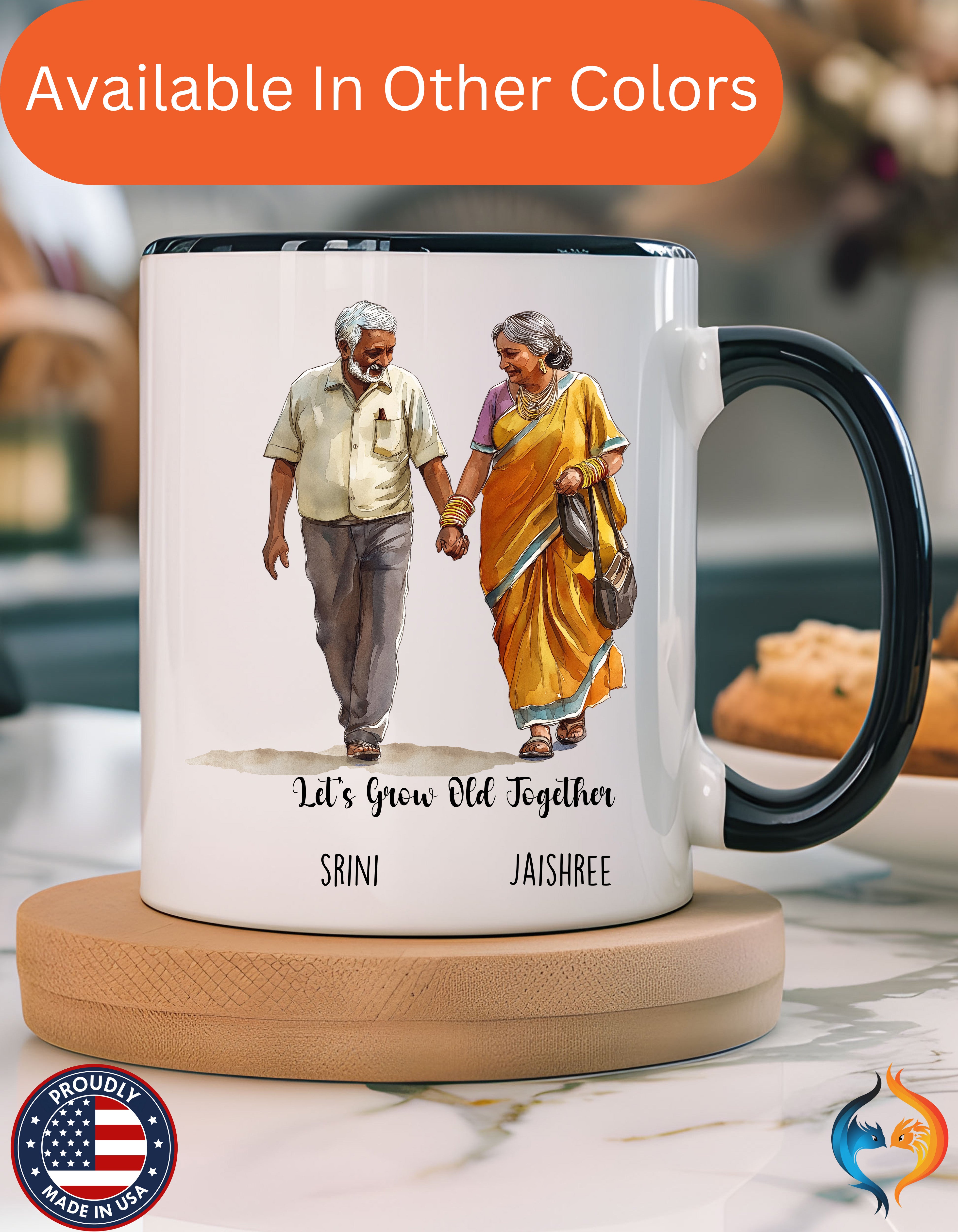 Personalized South Indian Couple Mug – Let's Grow Old Together