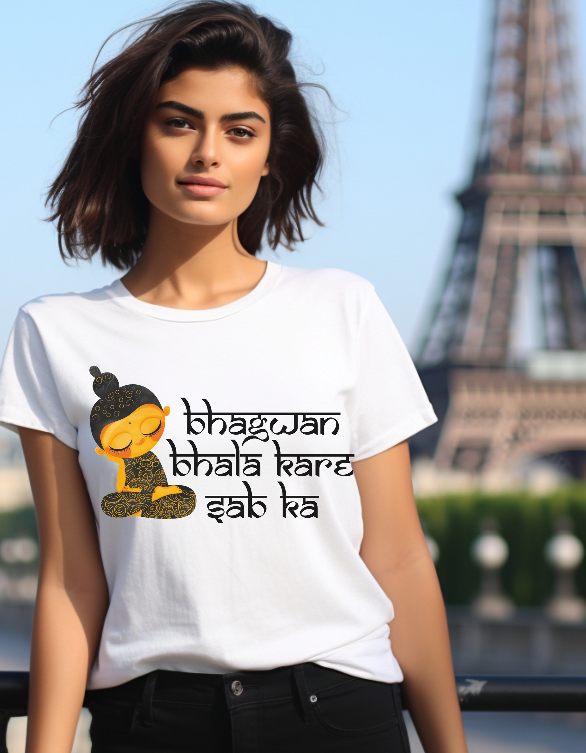 Bhagwan Bhala Kare Sab Ka Hindi Prayer Shirt T-Shirt Lifestyle Mockup | Nutty Designs
