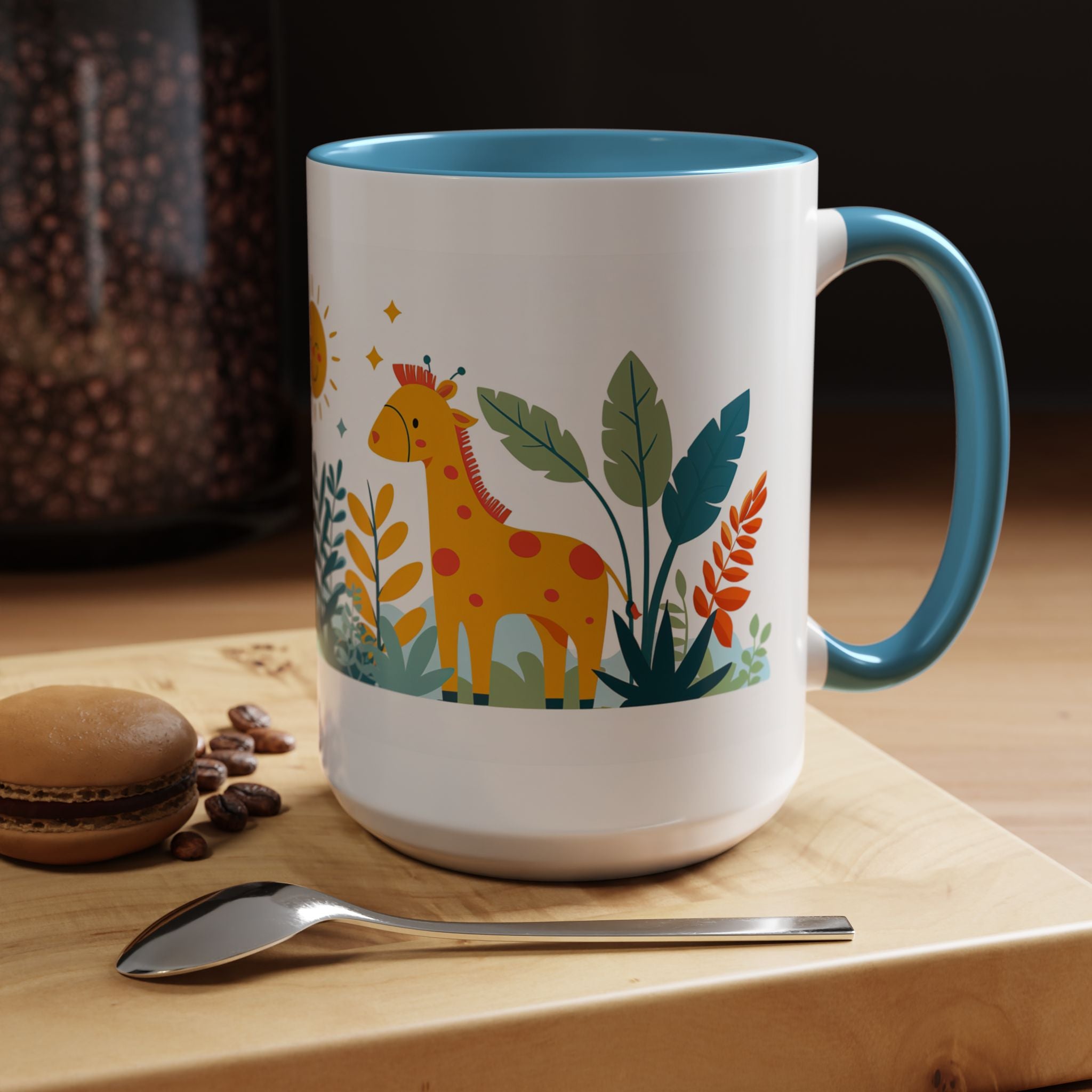 Kids Accent Coffee Mug Sizes 11oz and 15oz, Theme My Jungle Friends