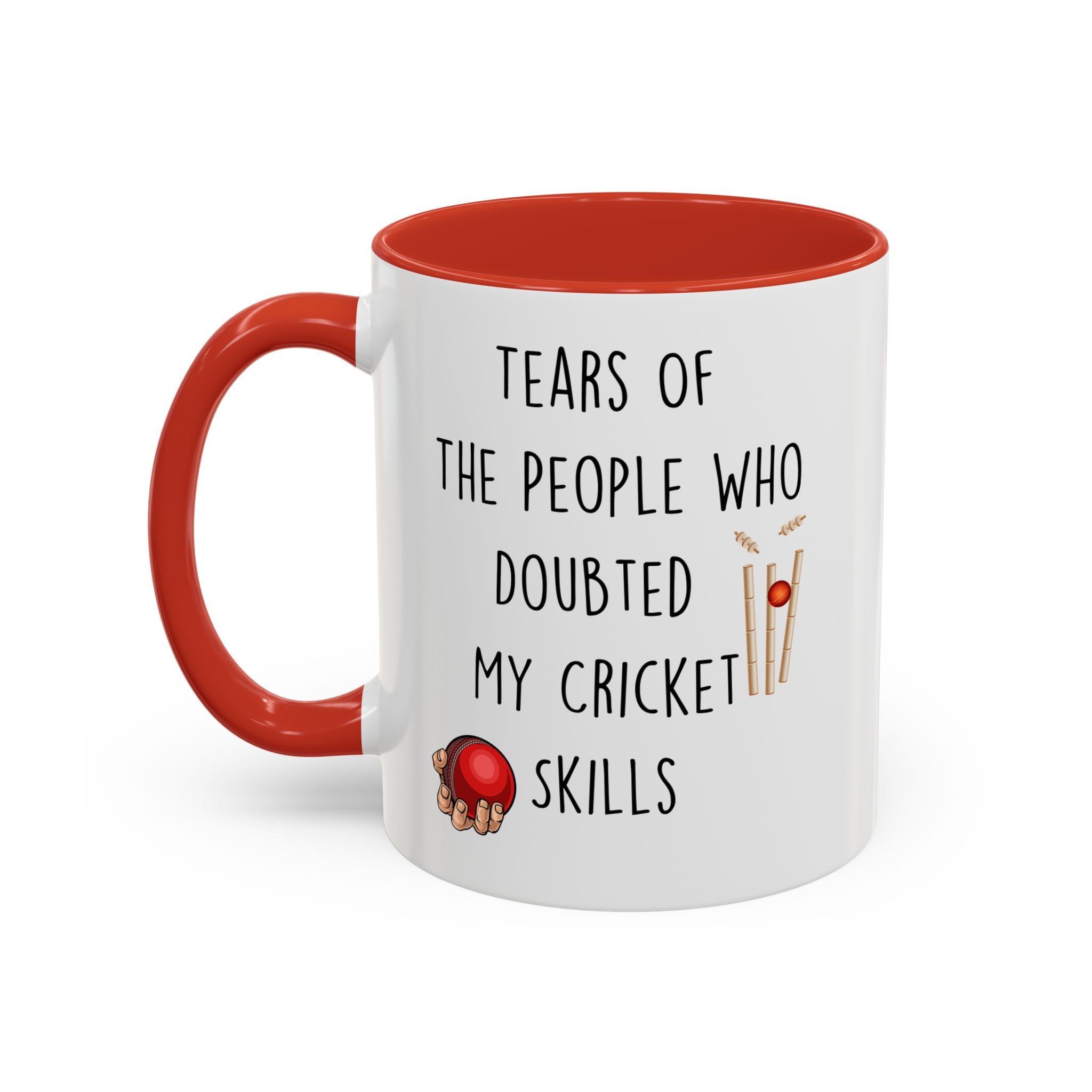 Funny Coffee Mug, Personalized Mug, Tears Of The People Who Doubted My Cricket Skills Accent Cup (11, 15oz), Sarcastic Mug, Gift Under 20