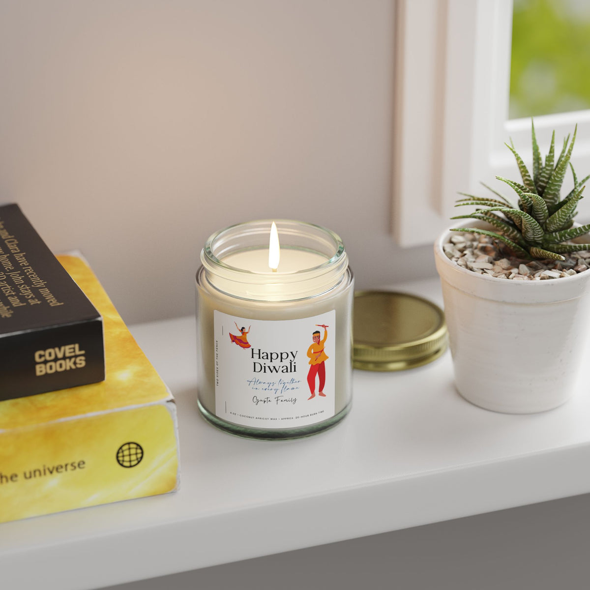 Personalized Diwali Candle – Dancing Couple II Gift, 4 oz or 9 oz