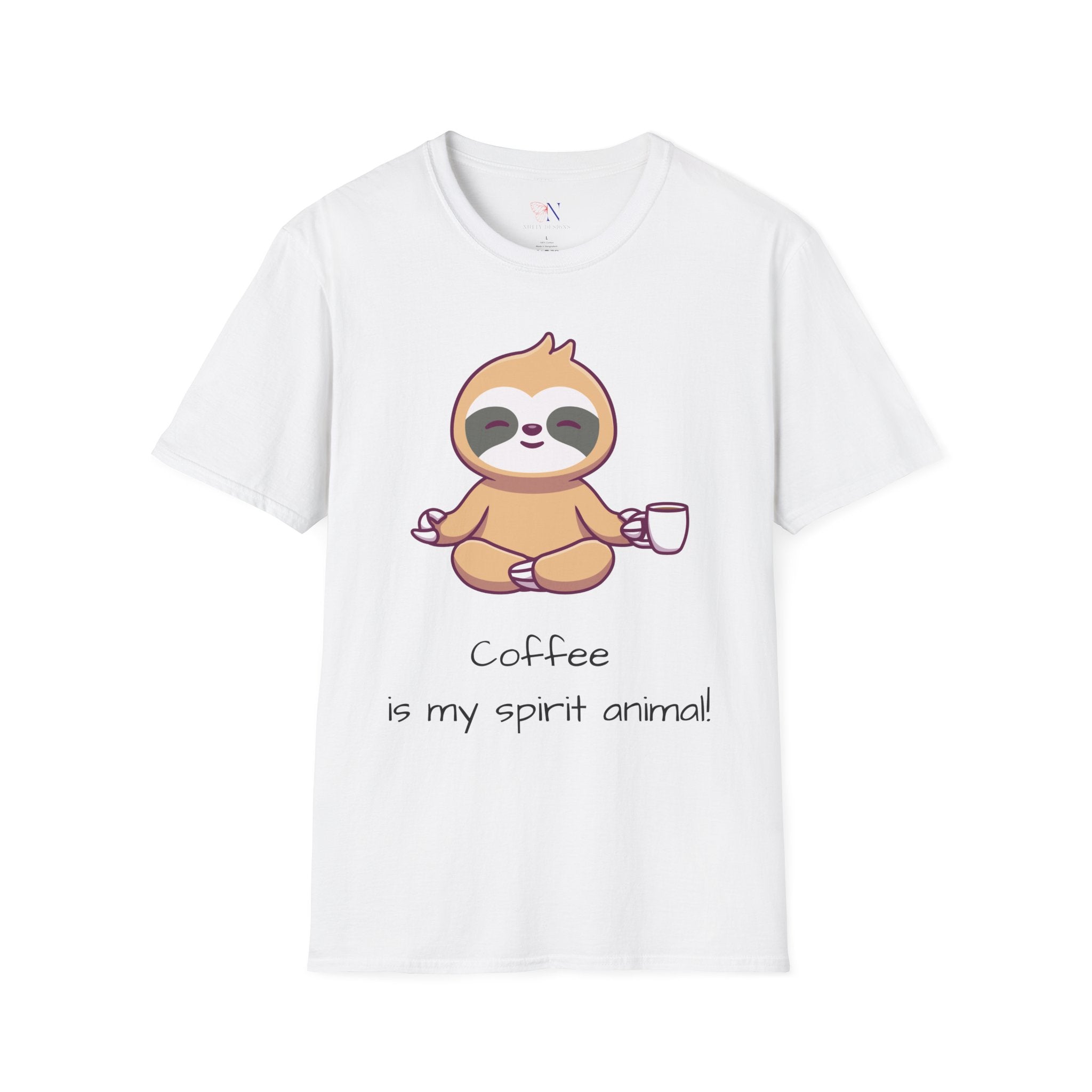 Coffee Is My Spirit Animal Funny T-Shirt – Cute Sloth Coffee Lover Tee