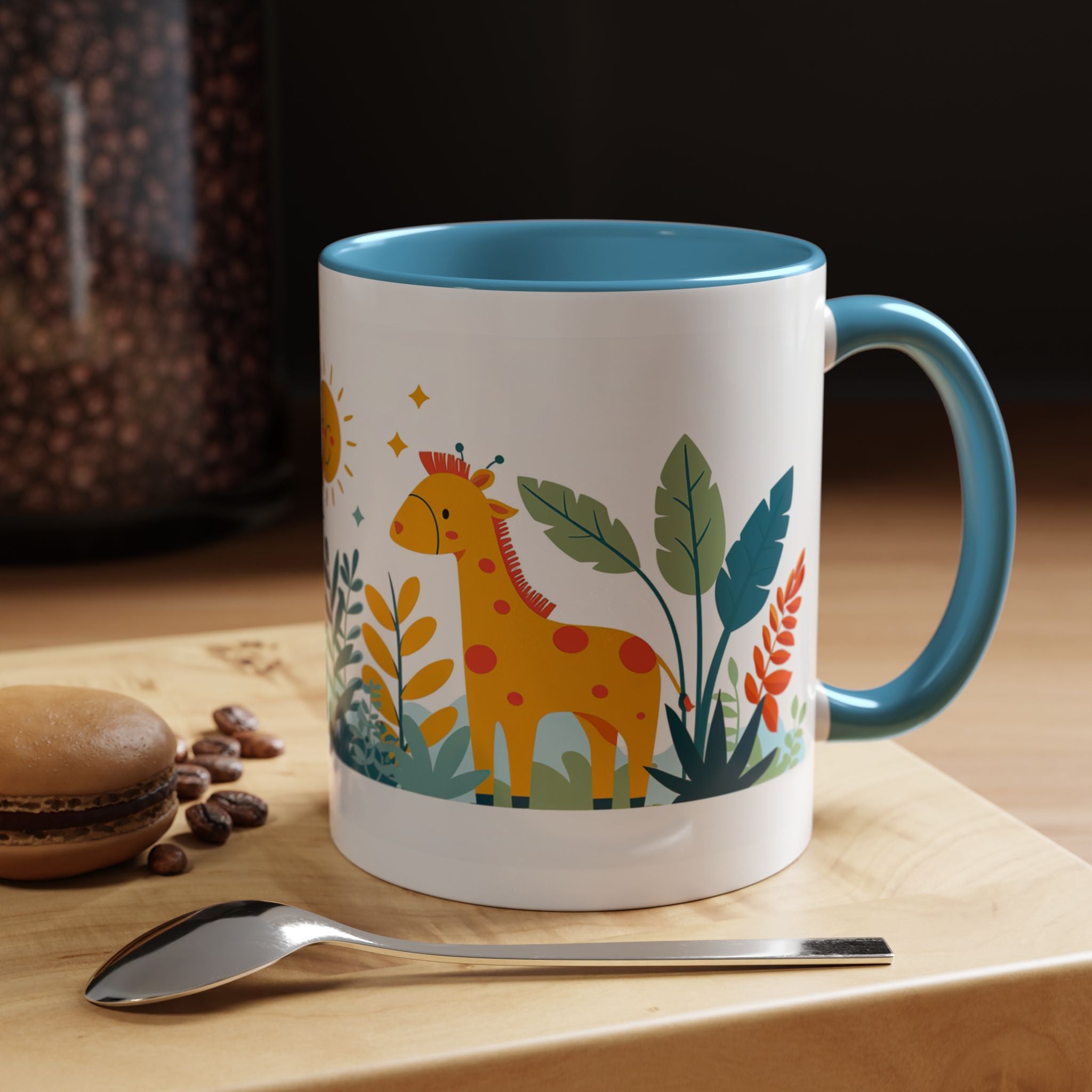 Kids Accent Coffee Mug Sizes 11oz and 15oz, Theme My Jungle Friends