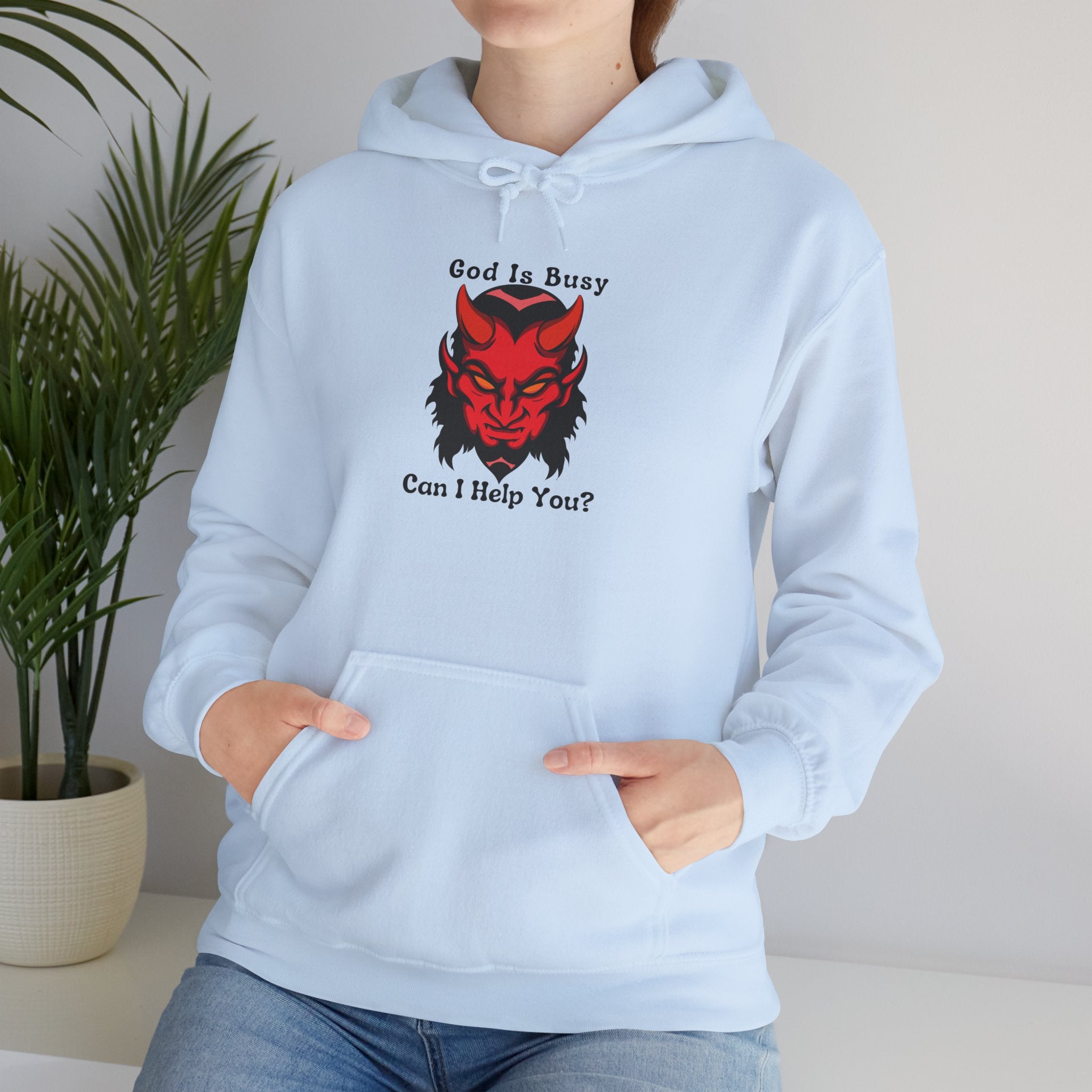 Unisex Heavy Blend™ Hooded God Is Busy Can I Help You? Sweatshirt