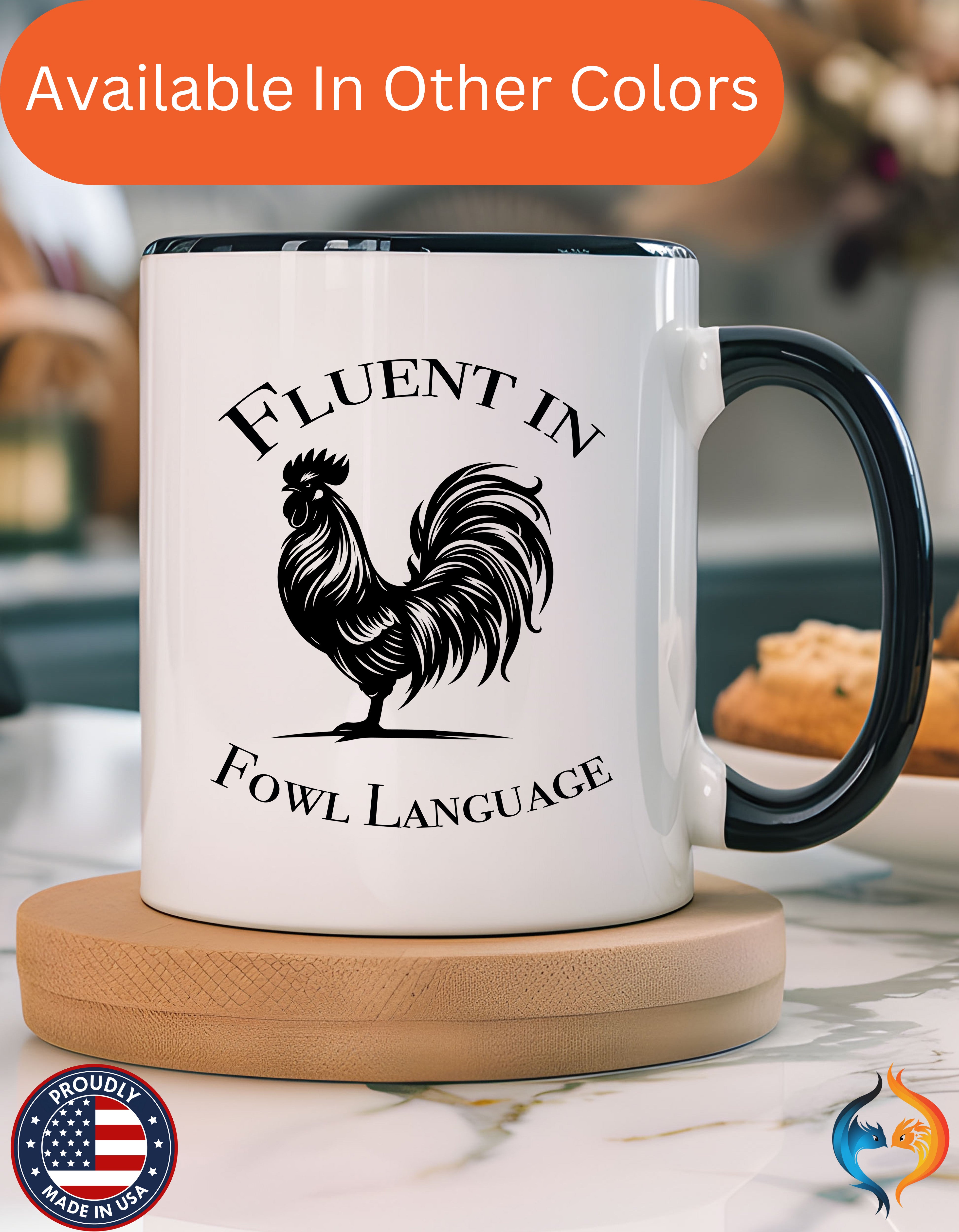 Fluent In Fowl Language Mug Lifestyle Mockup | Nutty Designs