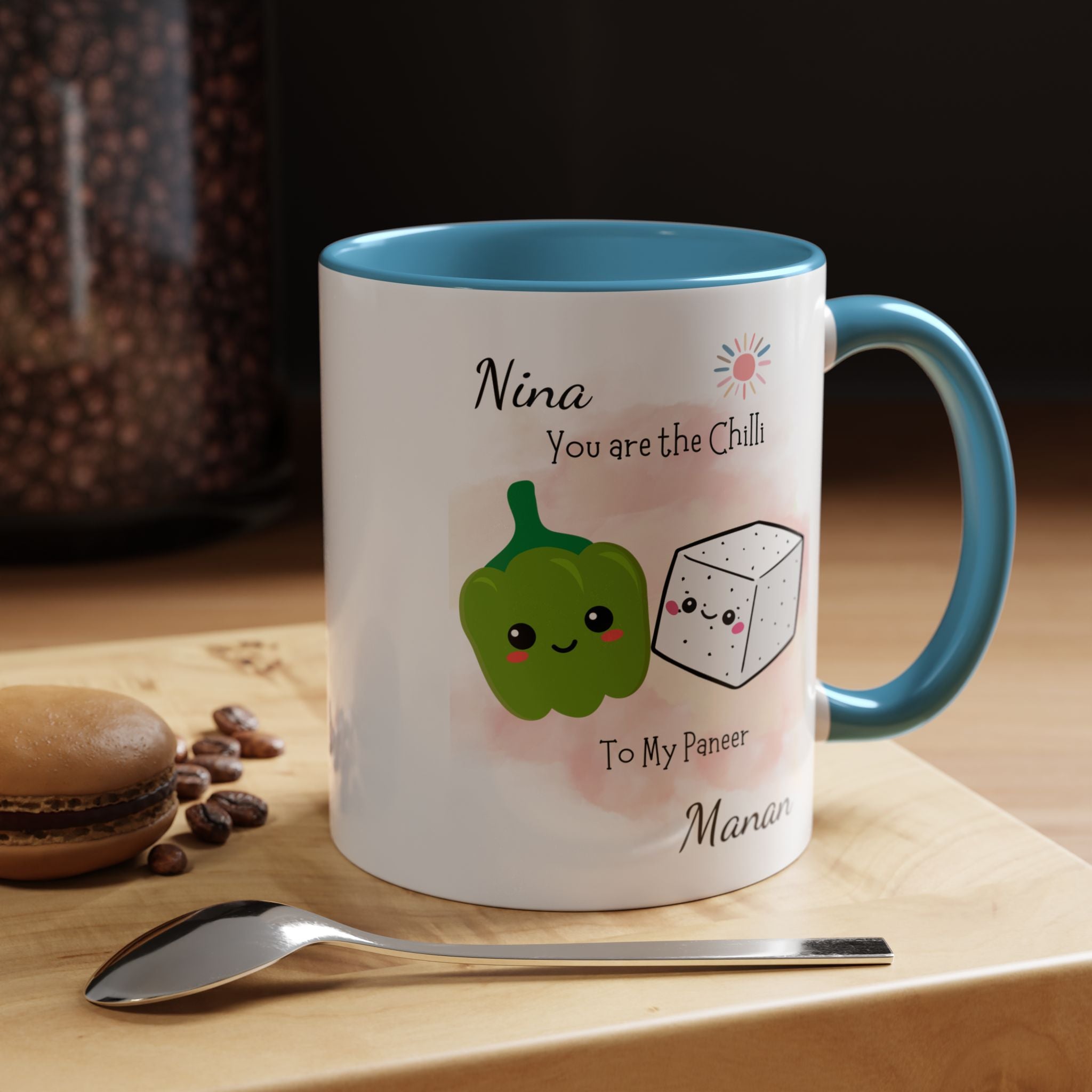 Funny Coffee Mug, Personalized Mug, You Are Chili To My Paneer Couple Accent Cup 11/15oz, Anniversary, Valentines, Wedding, Romantic Him her