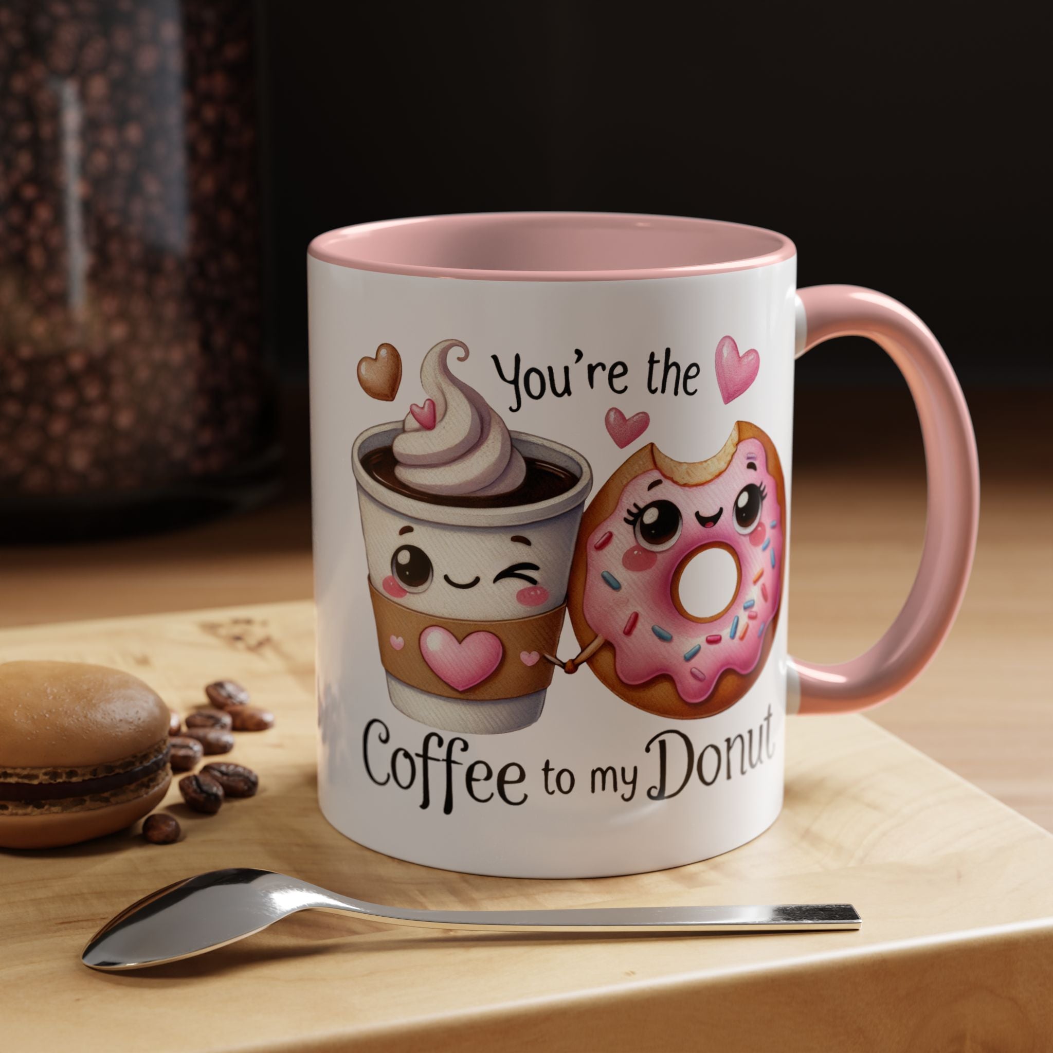 You Are The Coffee To My Donut Personalized Romantic Mug Accent Cup 11/15oz, Anniversary Wedding Valentines Custom Gift Him her Spouse BF GF