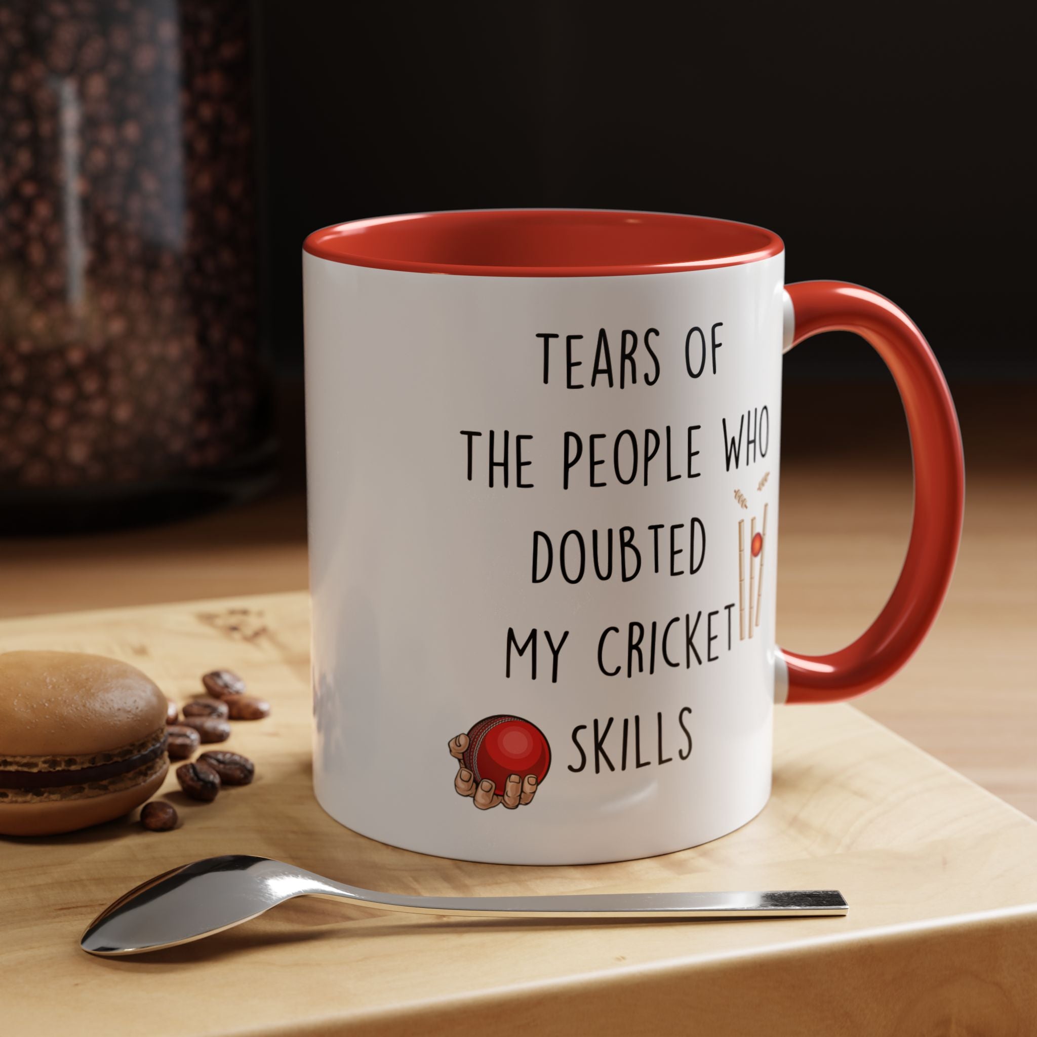 Funny Coffee Mug, Personalized Mug, Tears Of The People Who Doubted My Cricket Skills Accent Cup (11, 15oz), Sarcastic Mug, Gift Under 20