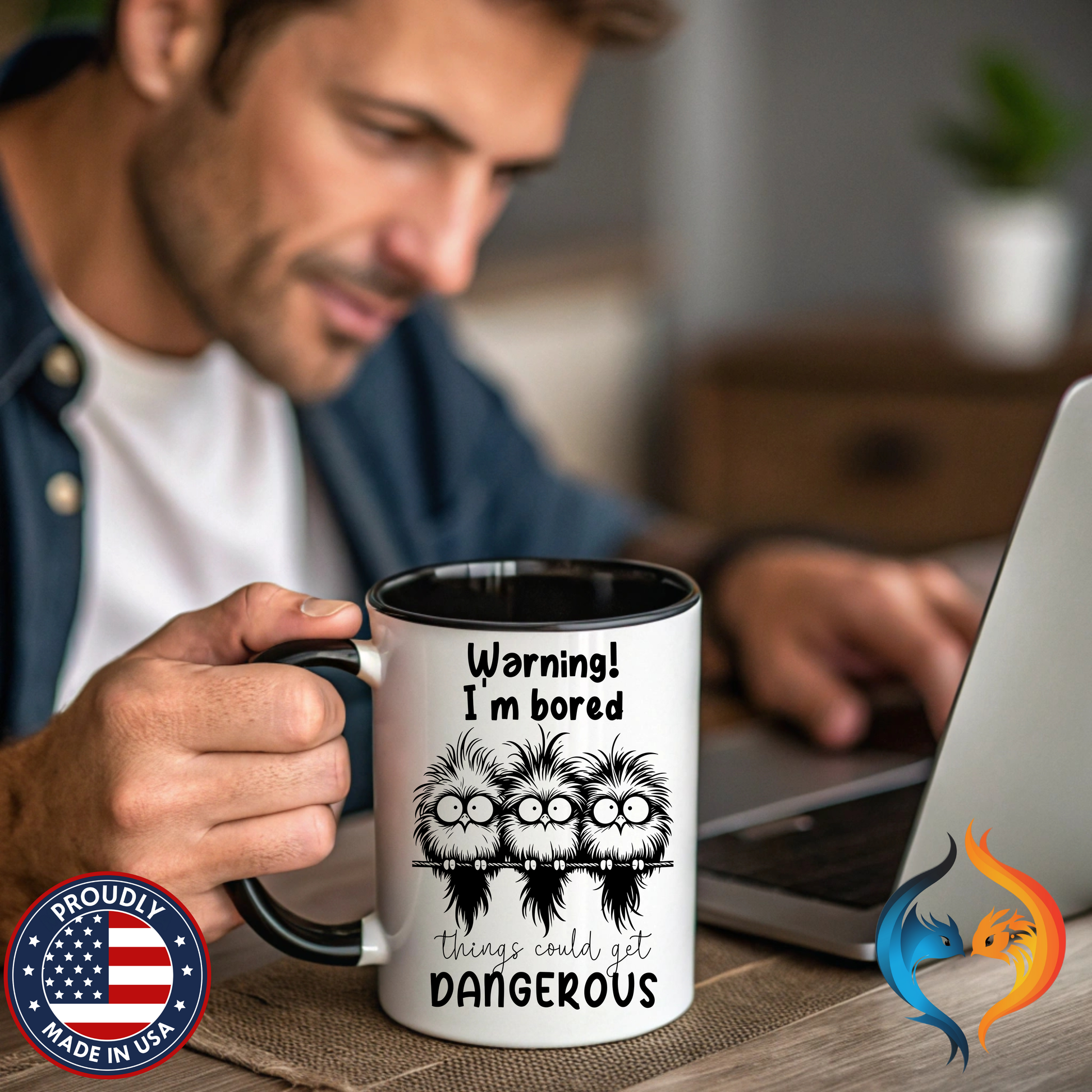 Warning I Am Bored Mug Product Photo | Nutty Designs